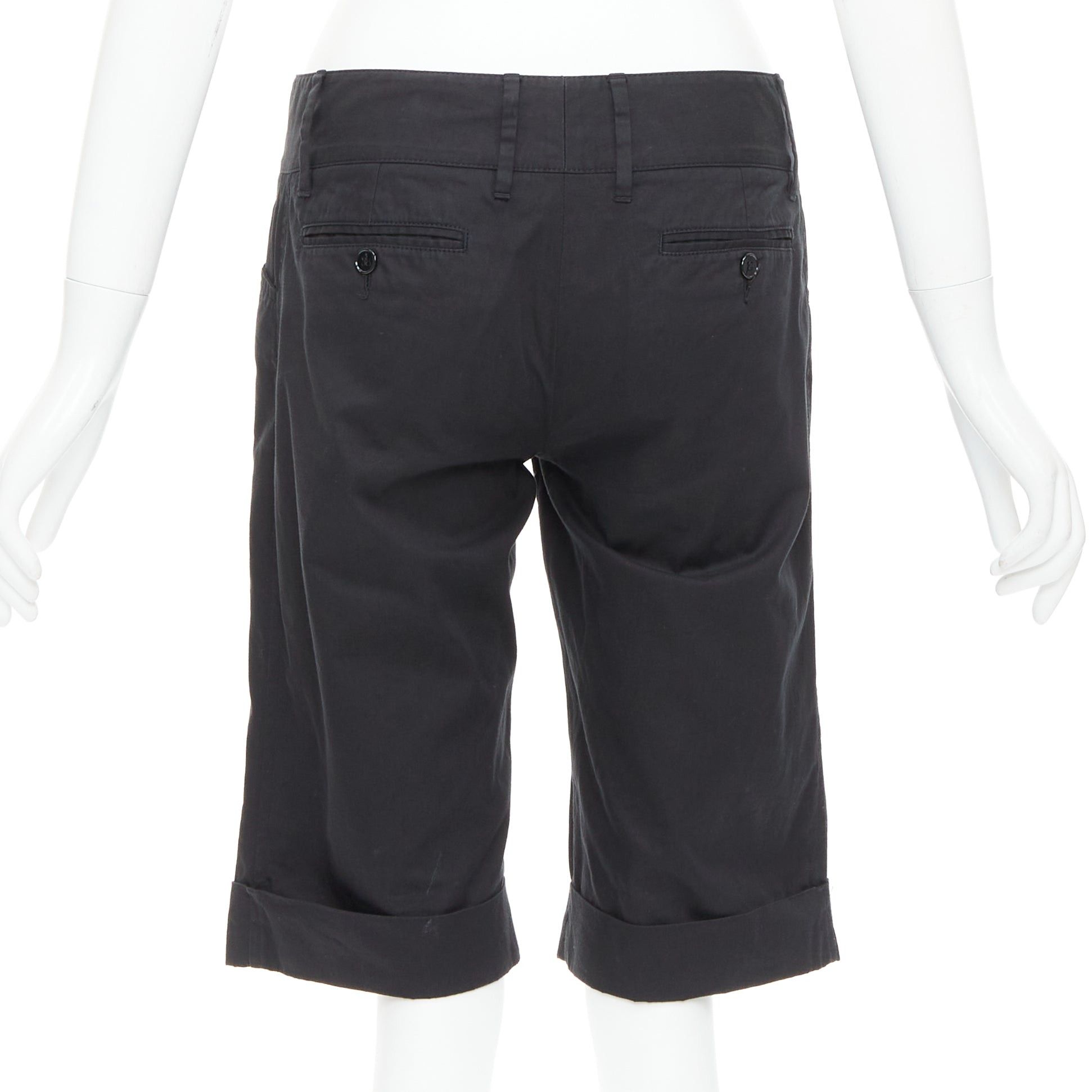 Dolce & Gabbana DOLCE GABBANA black cotton silk DG charm cuffed bermuda shorts IT38 XS Size 26" / US 2 / IT 38 - 5 Thumbnail