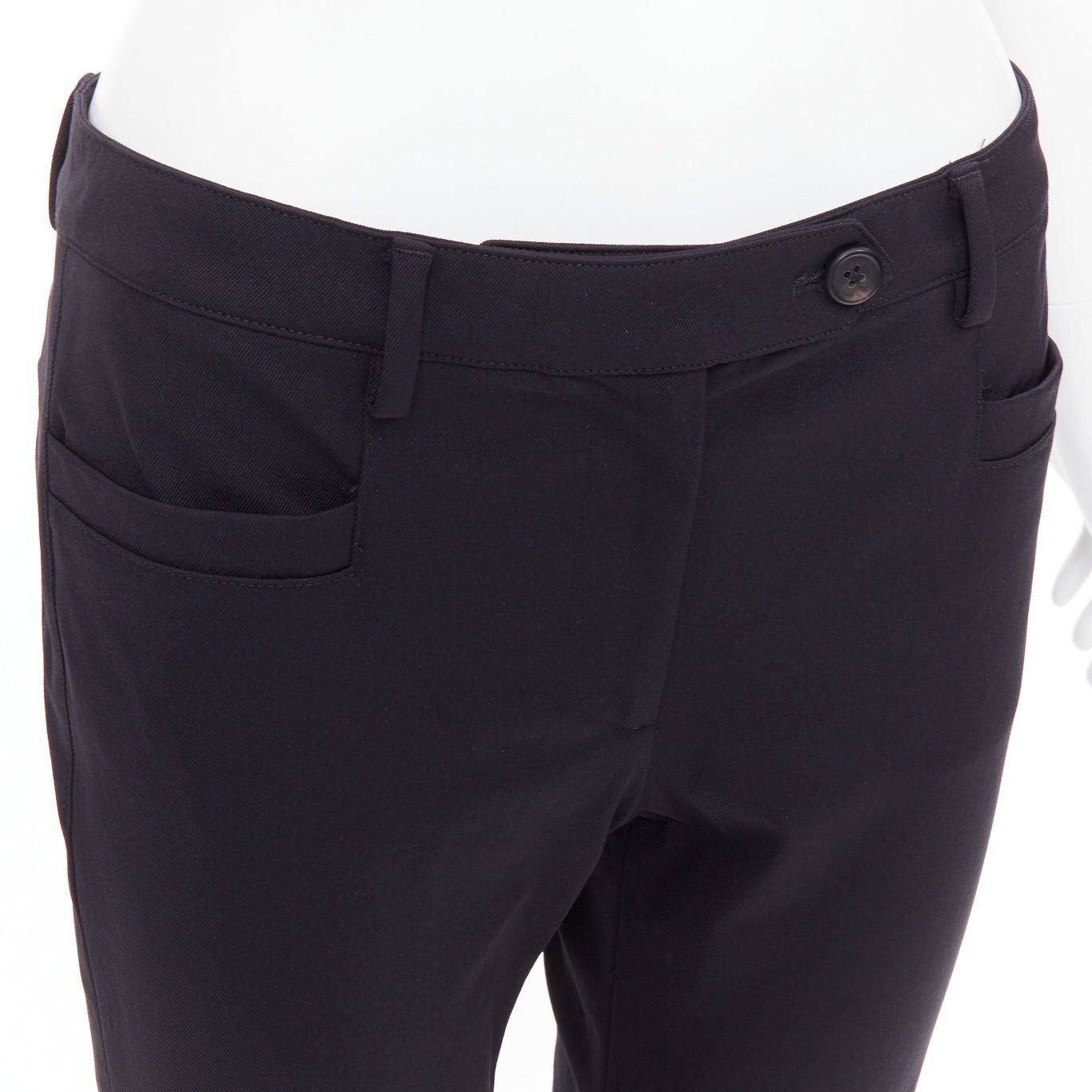Prada PRADA 2015 black twill horizontal pockets tapered trousers IT40 S Size 27" / US 4 / IT 40 - 2 Thumbnail