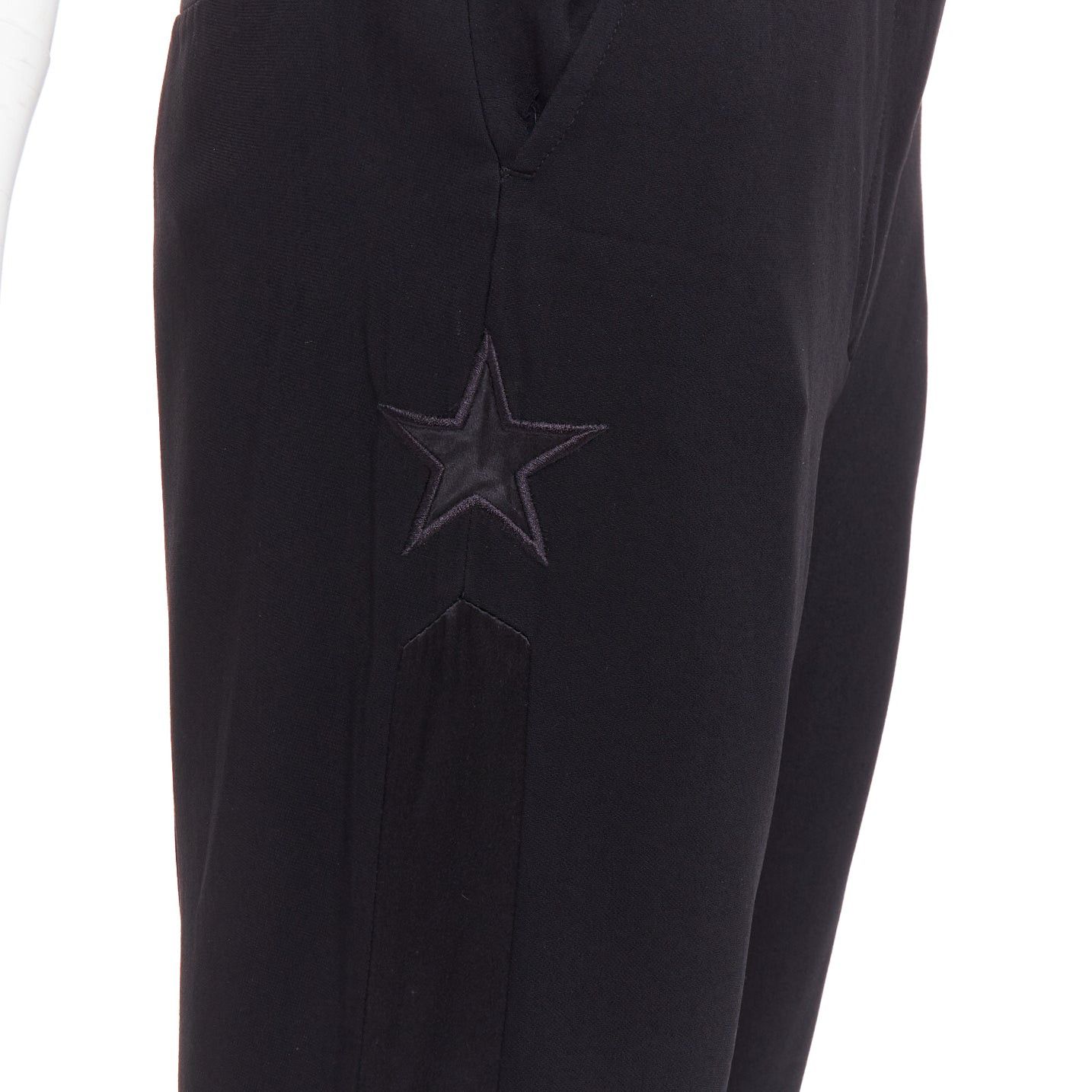 Givenchy GIVENCHY black star applique silk trim flare cropped trousers FR34 XS Size 26" / US 2 / IT 38 - 2 Thumbnail
