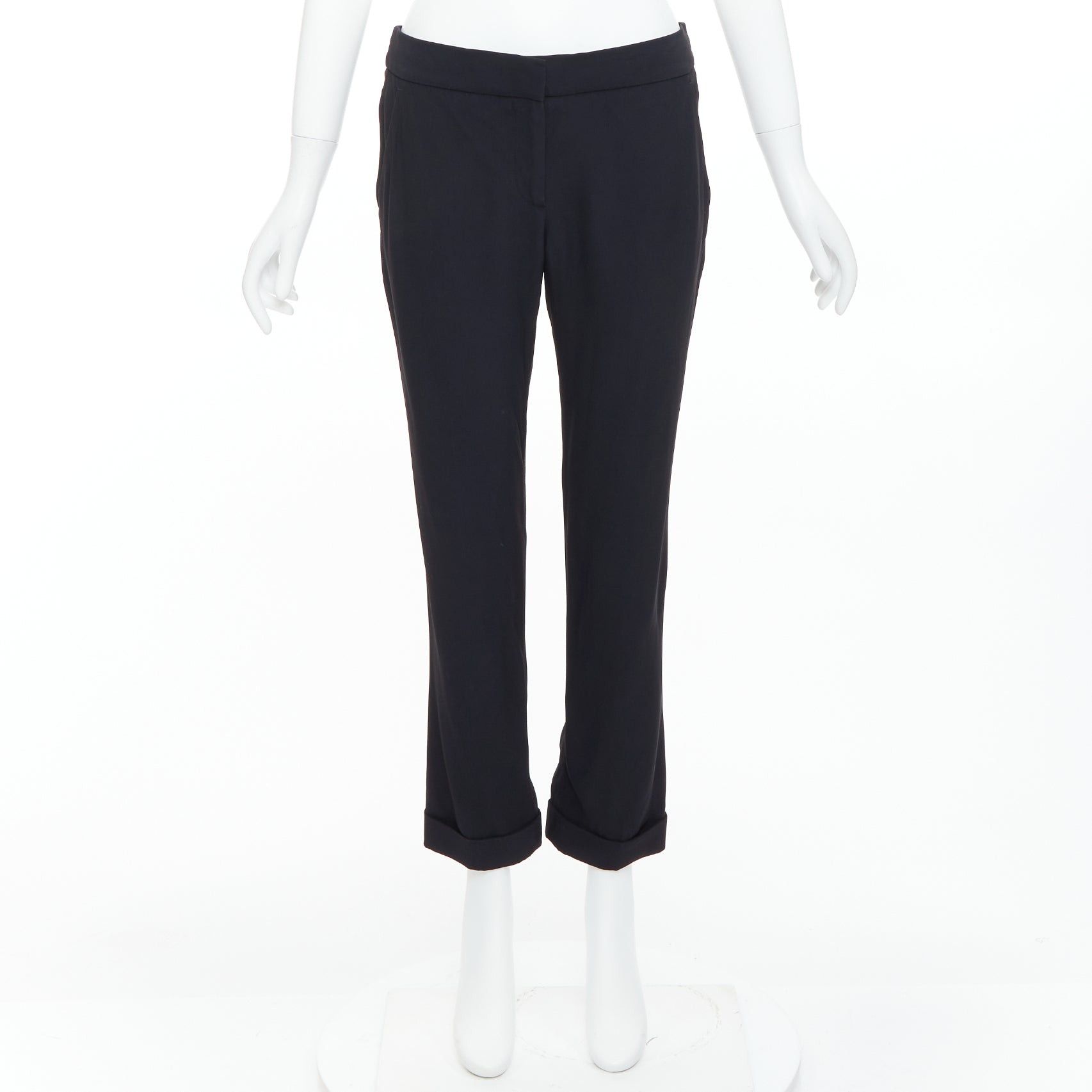 Alexander McQueen ALEXANDER MCQUEEN 2011 black mid waist flare cropped trousers Size 26" / US 2 / IT 38 - 9 Thumbnail