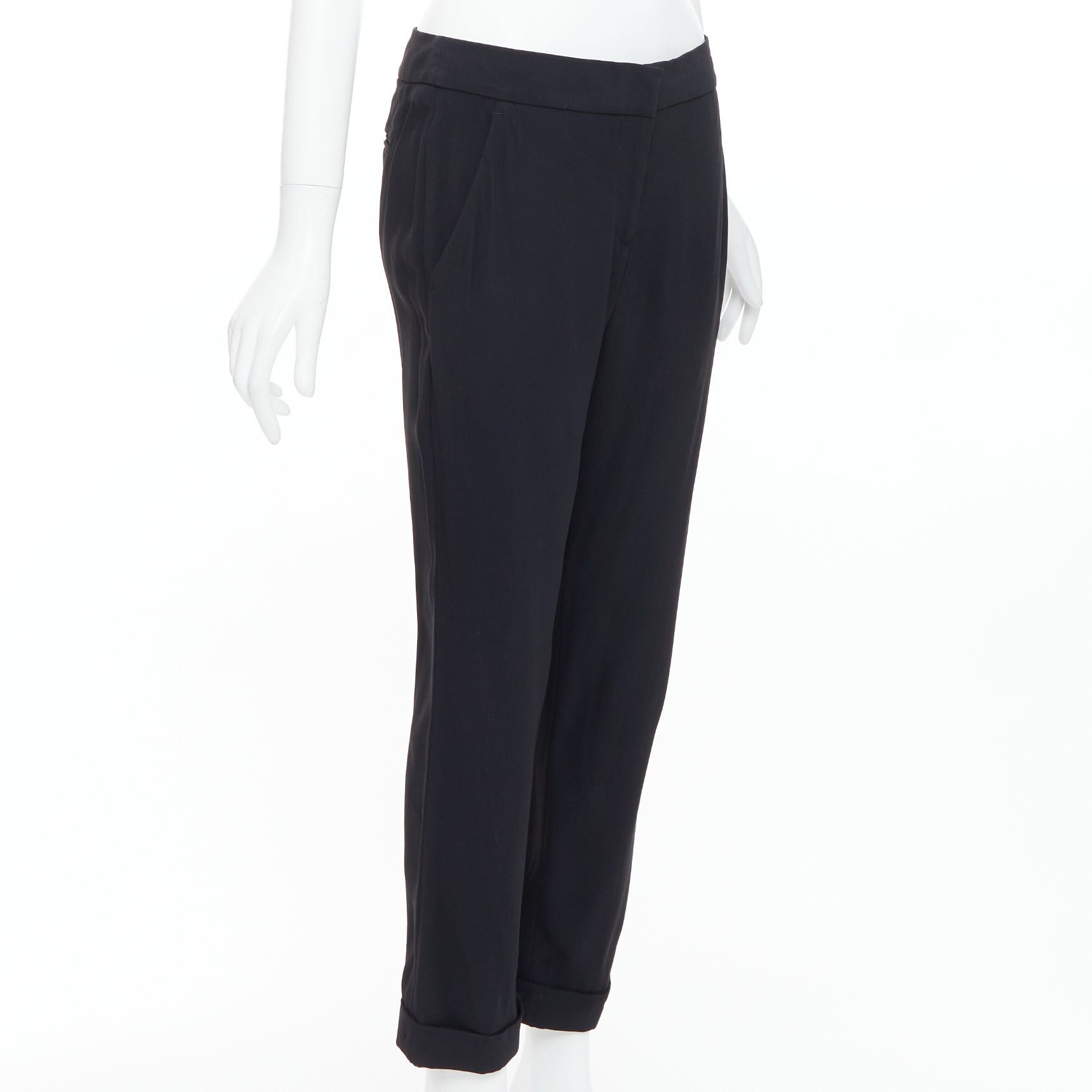 Alexander McQueen ALEXANDER MCQUEEN 2011 black mid waist flare cropped trousers Size 26" / US 2 / IT 38 - 3 Thumbnail