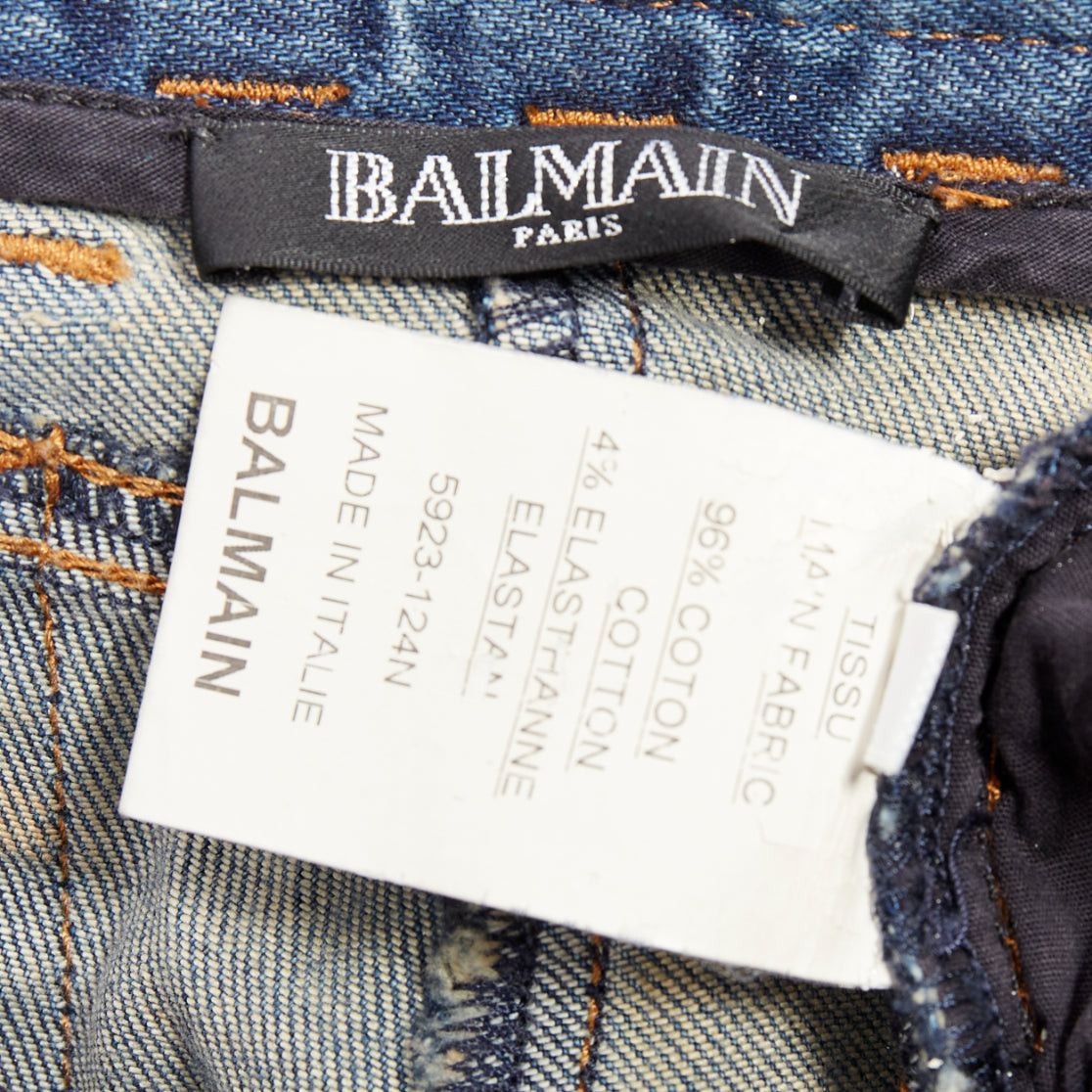 Balmain BALMAIN blue faded washed ribbed denim moto biker jeans FR36 S Size 27" / US 4 / IT 40 - 8 Thumbnail