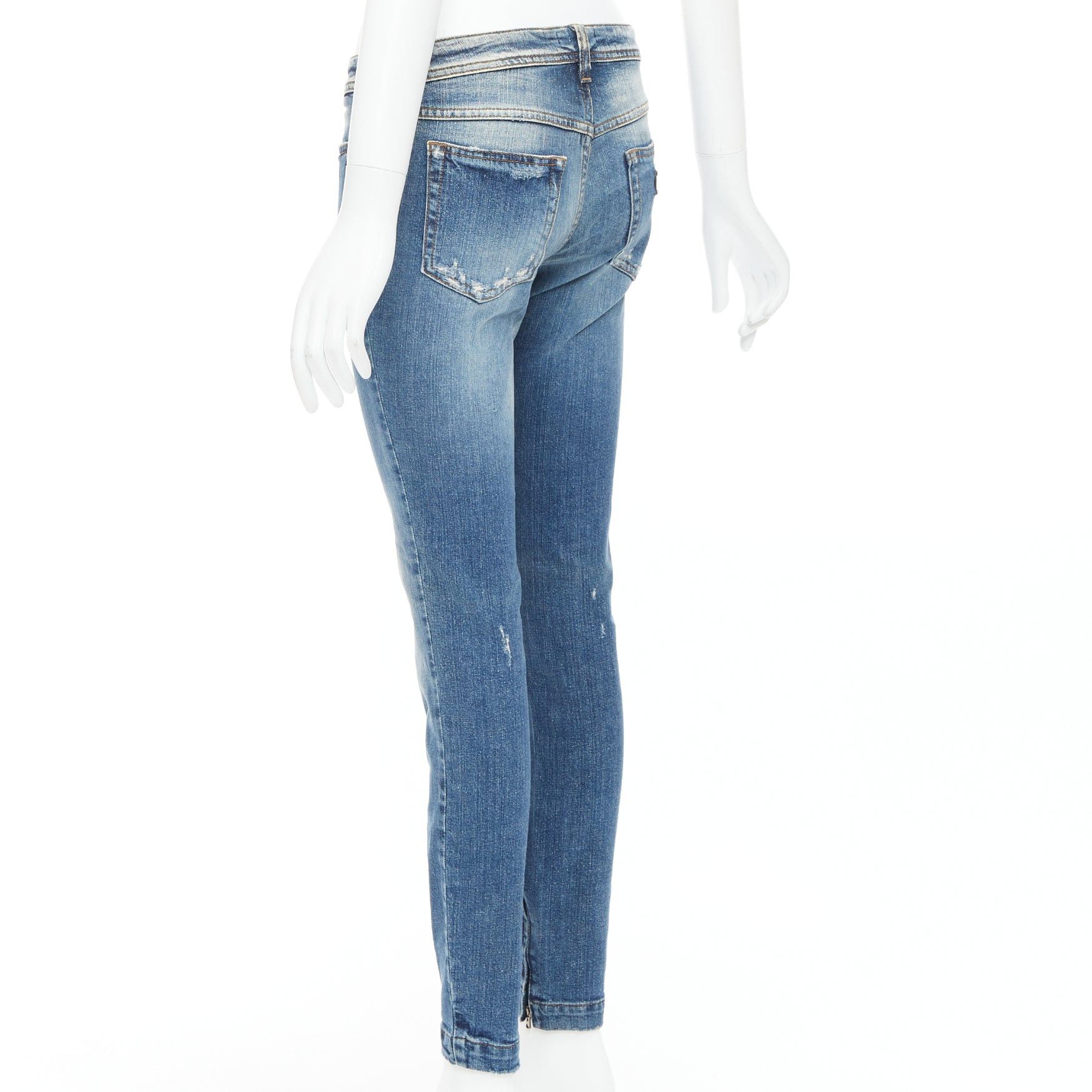 Dolce & Gabbana DOLCE GABBANA blue washed distressed matte logo plate jeans IT40 S Size 27" / US 4 / IT 40 - 6 Thumbnail