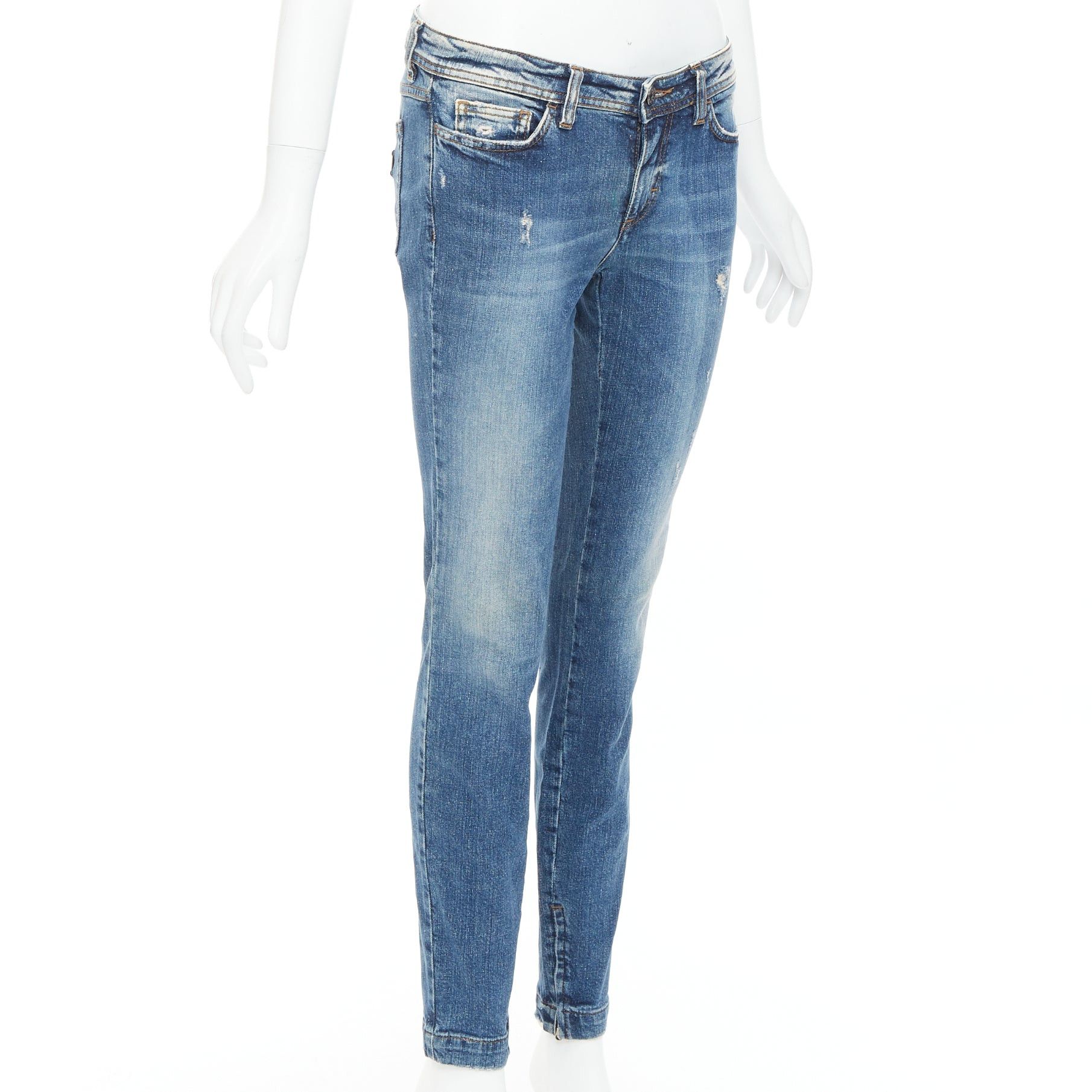Dolce & Gabbana DOLCE GABBANA blue washed distressed matte logo plate jeans IT40 S Size 27" / US 4 / IT 40 - 3 Thumbnail