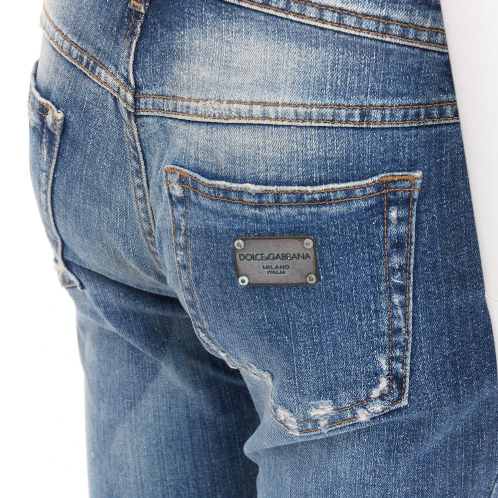 Dolce & Gabbana DOLCE GABBANA blue washed distressed matte logo plate jeans IT40 S Size 27" / US 4 / IT 40 - 2 Thumbnail