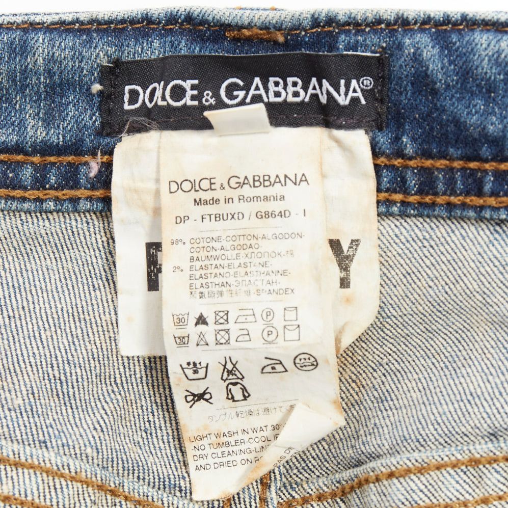 Dolce & Gabbana DOLCE GABBANA blue washed distressed matte logo plate jeans IT40 S Size 27" / US 4 / IT 40 - 8 Thumbnail