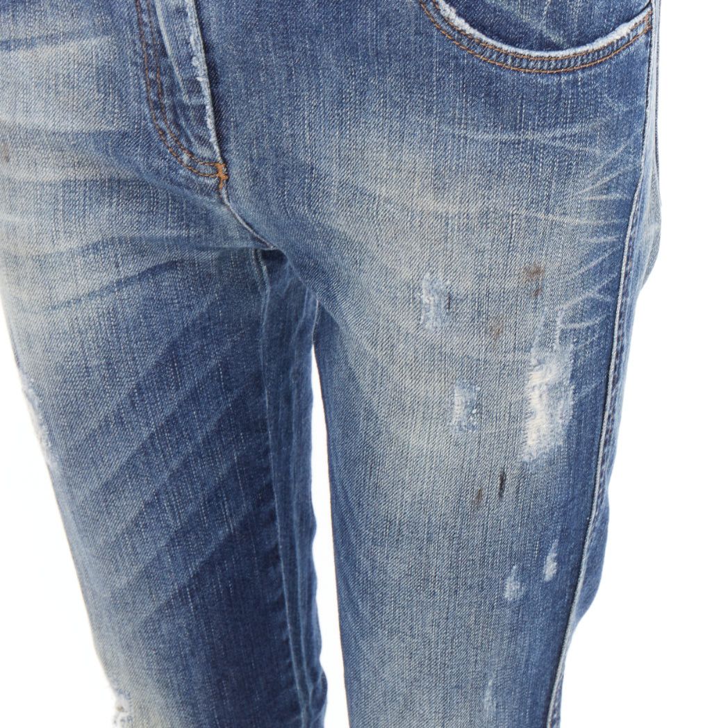 Dolce & Gabbana DOLCE GABBANA blue washed denim logo plate distressed jeans IT40 M Size 27" / US 4 / IT 40 - 7 Thumbnail