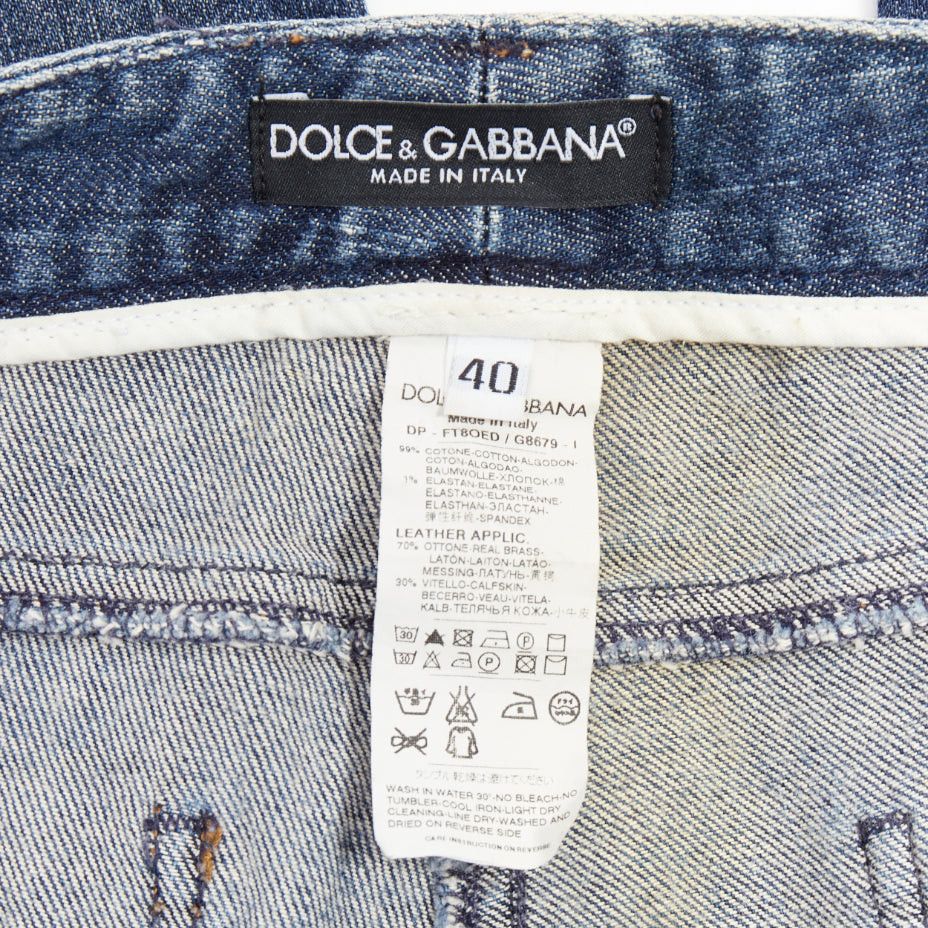 Dolce & Gabbana DOLCE GABBANA blue washed denim logo plate distressed jeans IT40 M Size 27" / US 4 / IT 40 - 8 Thumbnail