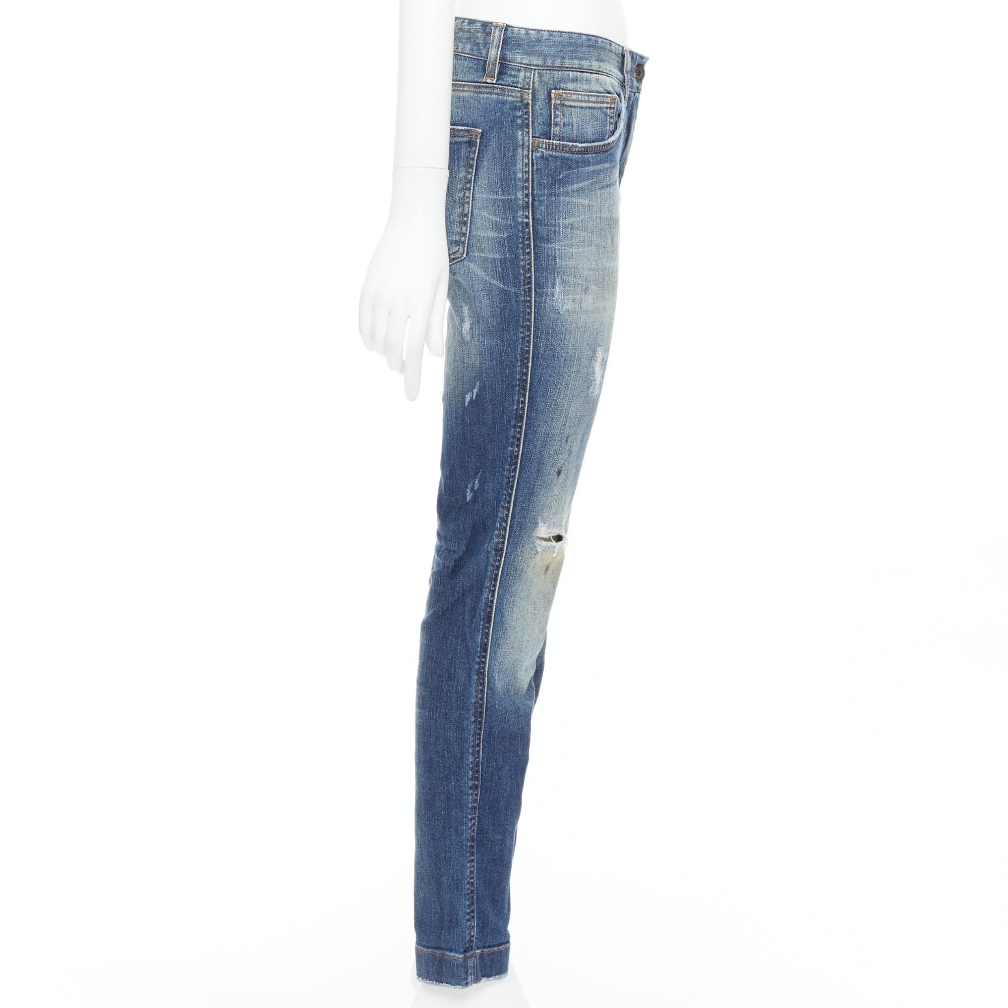 Dolce & Gabbana DOLCE GABBANA blue washed denim logo plate distressed jeans IT40 M Size 27" / US 4 / IT 40 - 4 Thumbnail