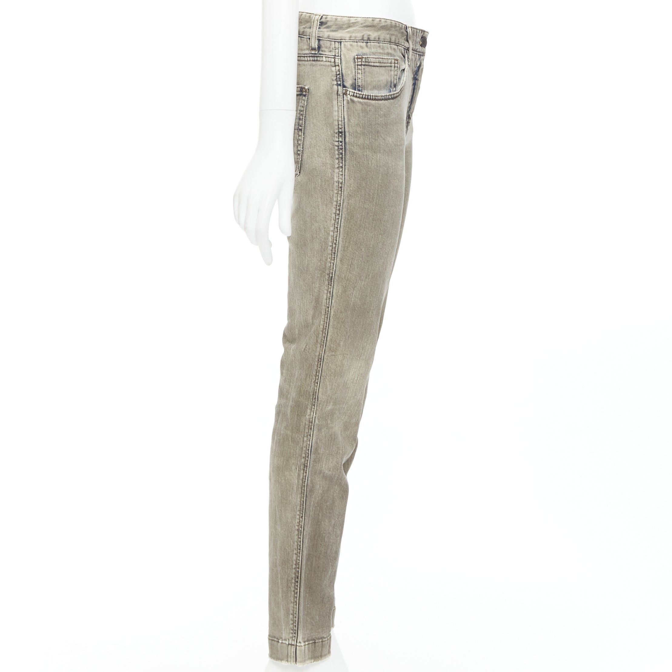 Dolce & Gabbana DOLCE GABBANA khaki denim washed logo metal plate jeans IT42 M Size 28" / US 6 / IT 42 - 4 Thumbnail