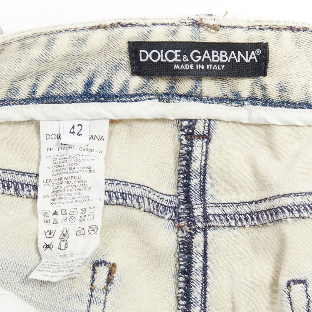 Dolce & Gabbana DOLCE GABBANA khaki denim washed logo metal plate jeans IT42 M Size 28" / US 6 / IT 42 - 8 Thumbnail