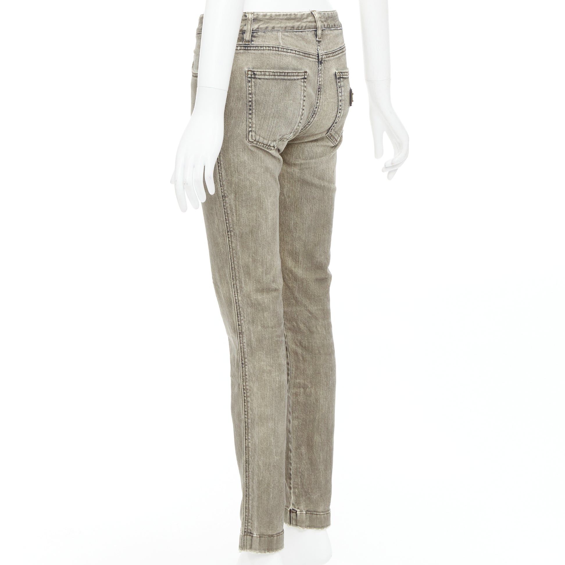 Dolce & Gabbana DOLCE GABBANA khaki denim washed logo metal plate jeans IT42 M Size 28" / US 6 / IT 42 - 6 Thumbnail