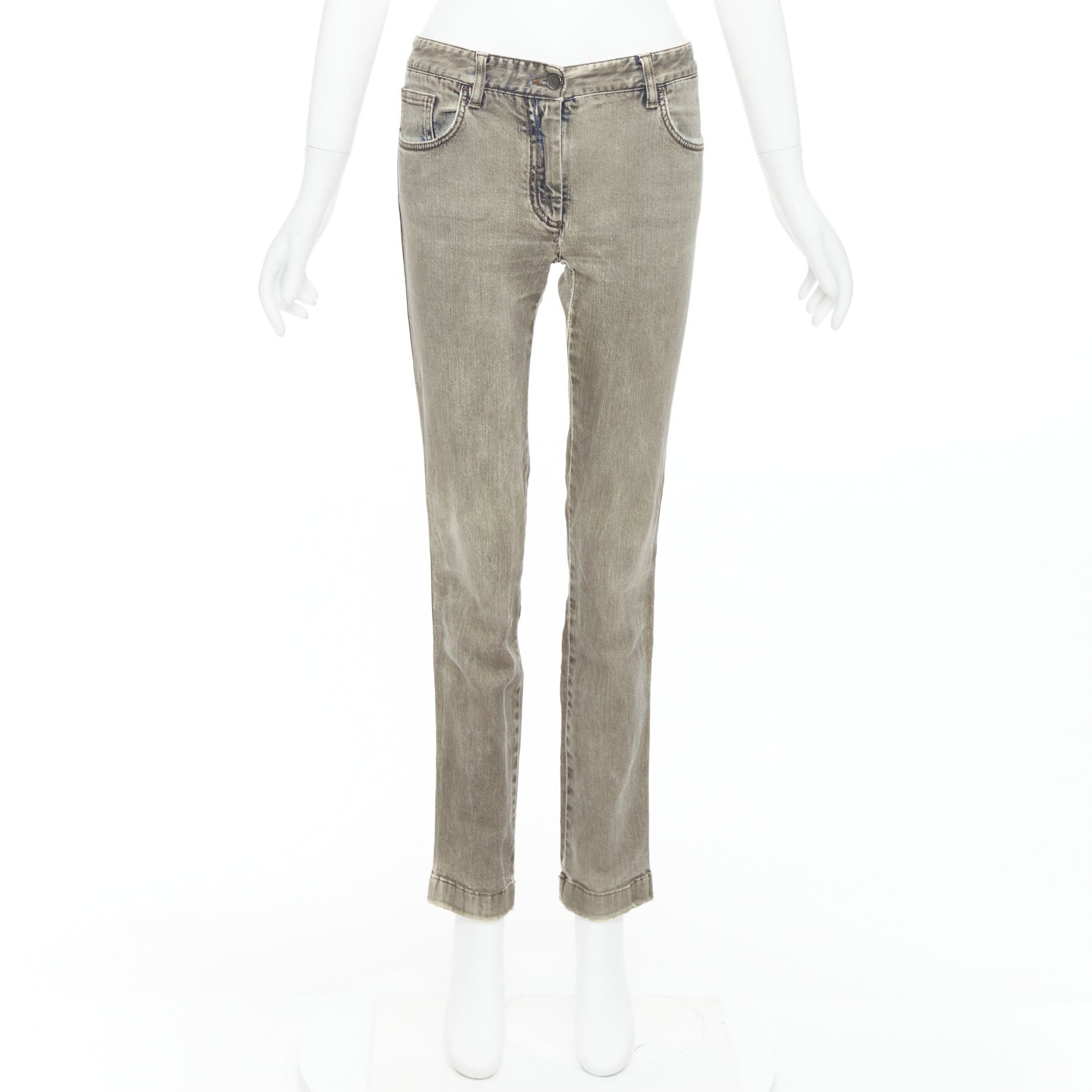 Dolce & Gabbana DOLCE GABBANA khaki denim washed logo metal plate jeans IT42 M Size 28" / US 6 / IT 42 - 9 Thumbnail