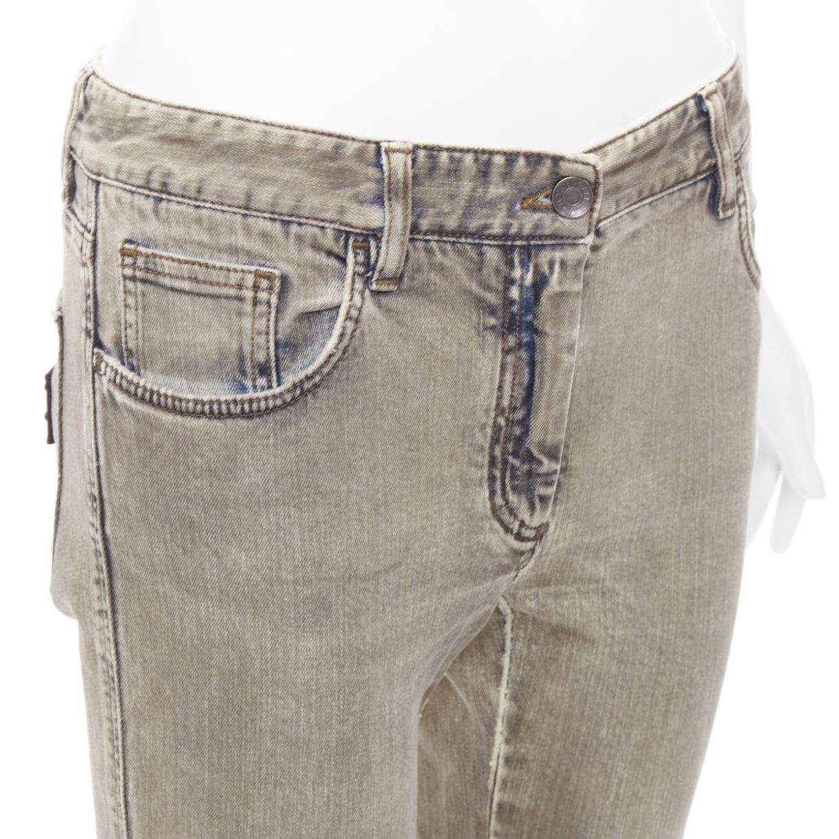 Dolce & Gabbana DOLCE GABBANA khaki denim washed logo metal plate jeans IT42 M Size 28" / US 6 / IT 42 - 7 Thumbnail