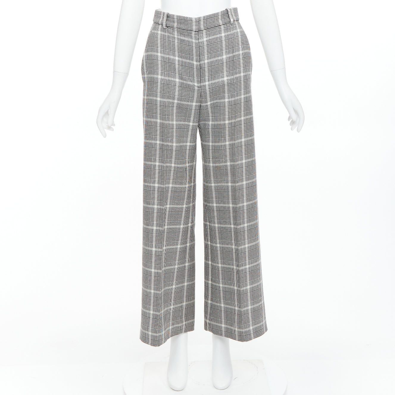 Stella McCartney STELLA MCCARTNEY grey white houndstooth checkered wide leg pants IT36 XXS Size 25" / US 0 / IT 36 - 9 Thumbnail
