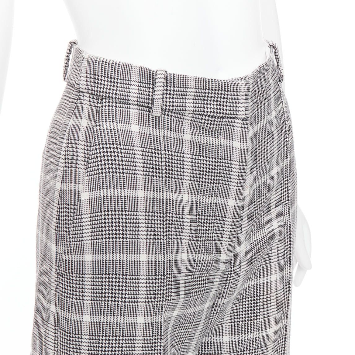 Stella McCartney STELLA MCCARTNEY grey white houndstooth checkered wide leg pants IT36 XXS Size 25" / US 0 / IT 36 - 2 Thumbnail