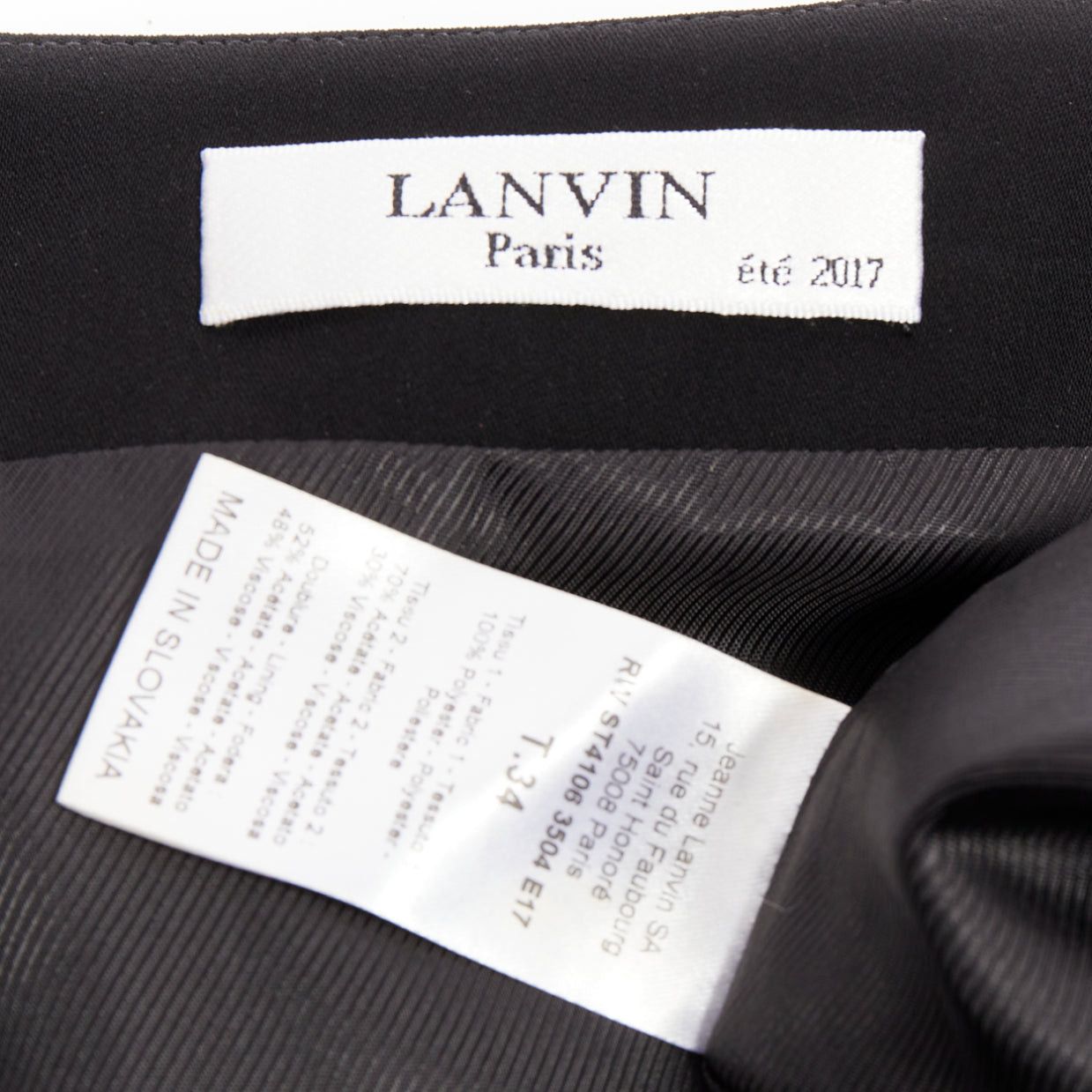 Lanvin LANVIN 2017 Cady black cream trim front slit high waist pencil skirt FR34 XS Size 26" / US 2 / IT 38 - 8 Thumbnail