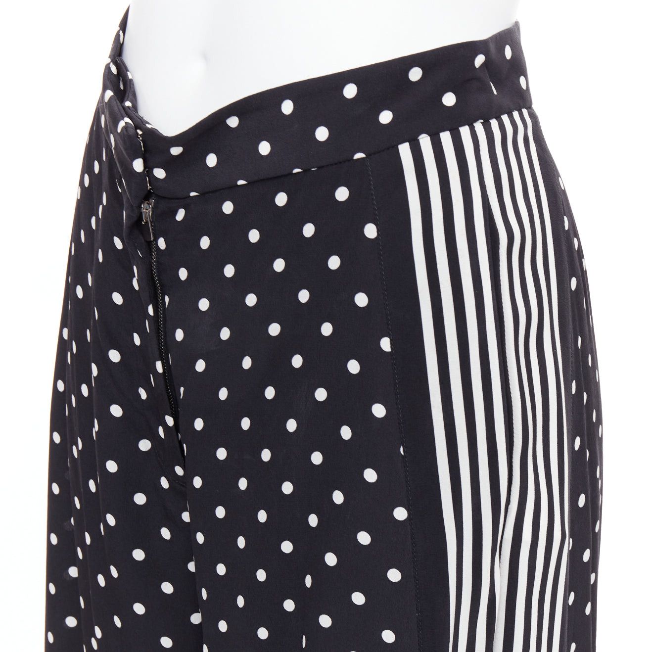 Stella McCartney STELLA MCCARTNEY 2016 black white 100% silk polka dot striped pants IT36 XXS Size 25" / US 0 / IT 36 - 2 Thumbnail