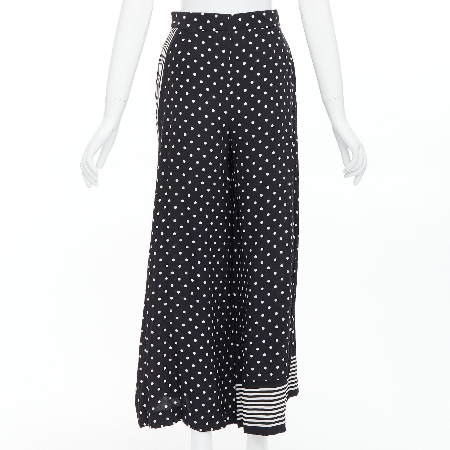 Stella McCartney STELLA MCCARTNEY 2016 black white 100% silk polka dot striped pants IT36 XXS Size 25" / US 0 / IT 36 - 5 Thumbnail