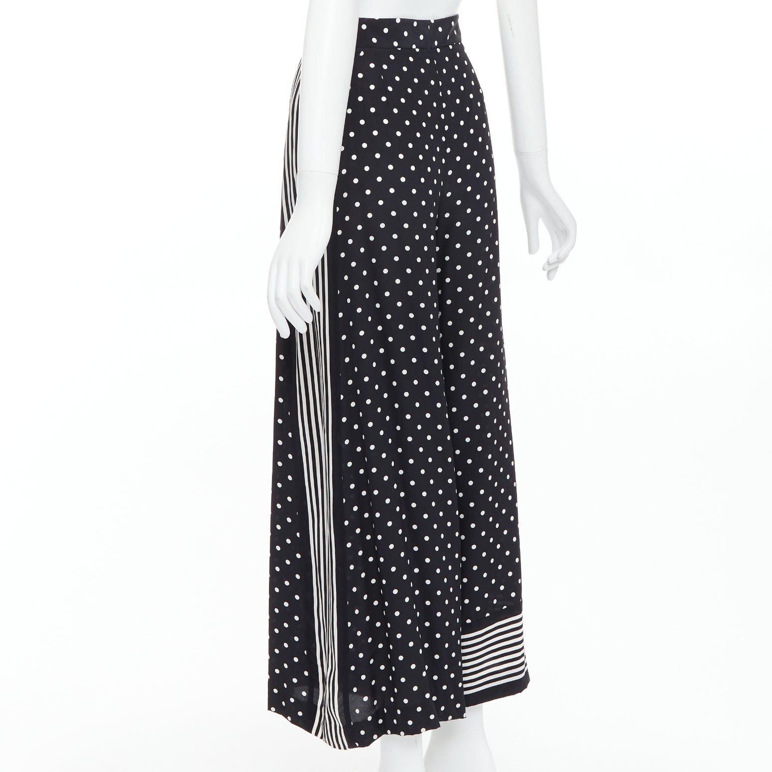 Stella McCartney STELLA MCCARTNEY 2016 black white 100% silk polka dot striped pants IT36 XXS Size 25" / US 0 / IT 36 - 6 Thumbnail