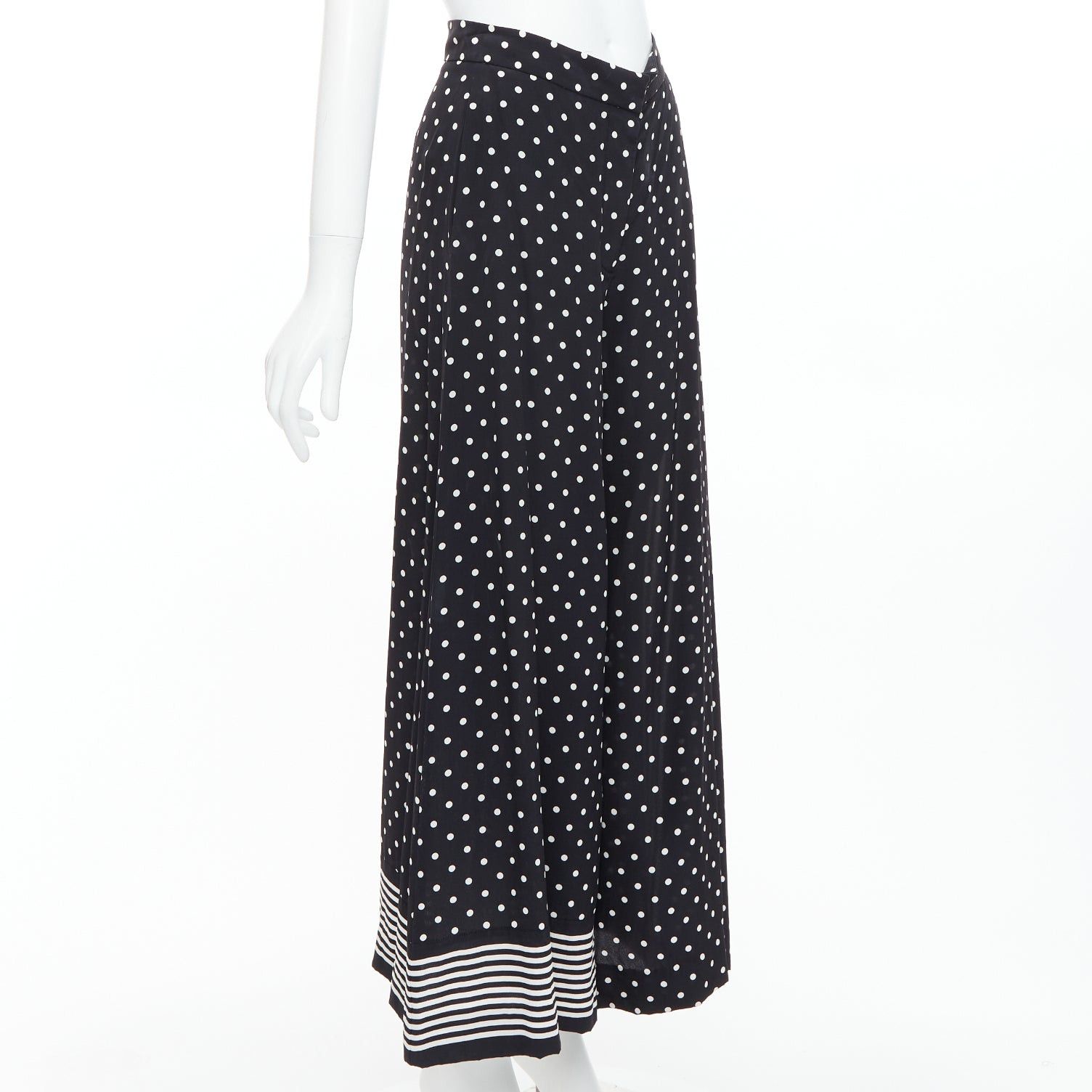 Stella McCartney STELLA MCCARTNEY 2016 black white 100% silk polka dot striped pants IT36 XXS Size 25" / US 0 / IT 36 - 3 Thumbnail