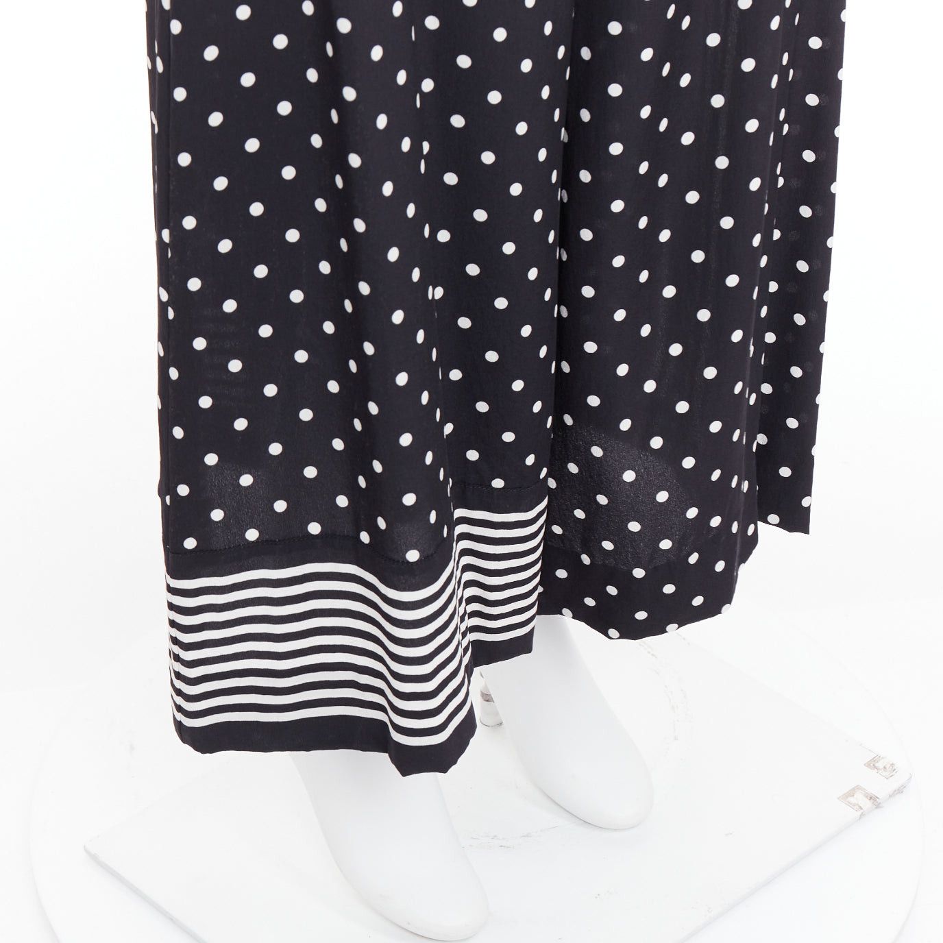Stella McCartney STELLA MCCARTNEY 2016 black white 100% silk polka dot striped pants IT36 XXS Size 25" / US 0 / IT 36 - 7 Thumbnail