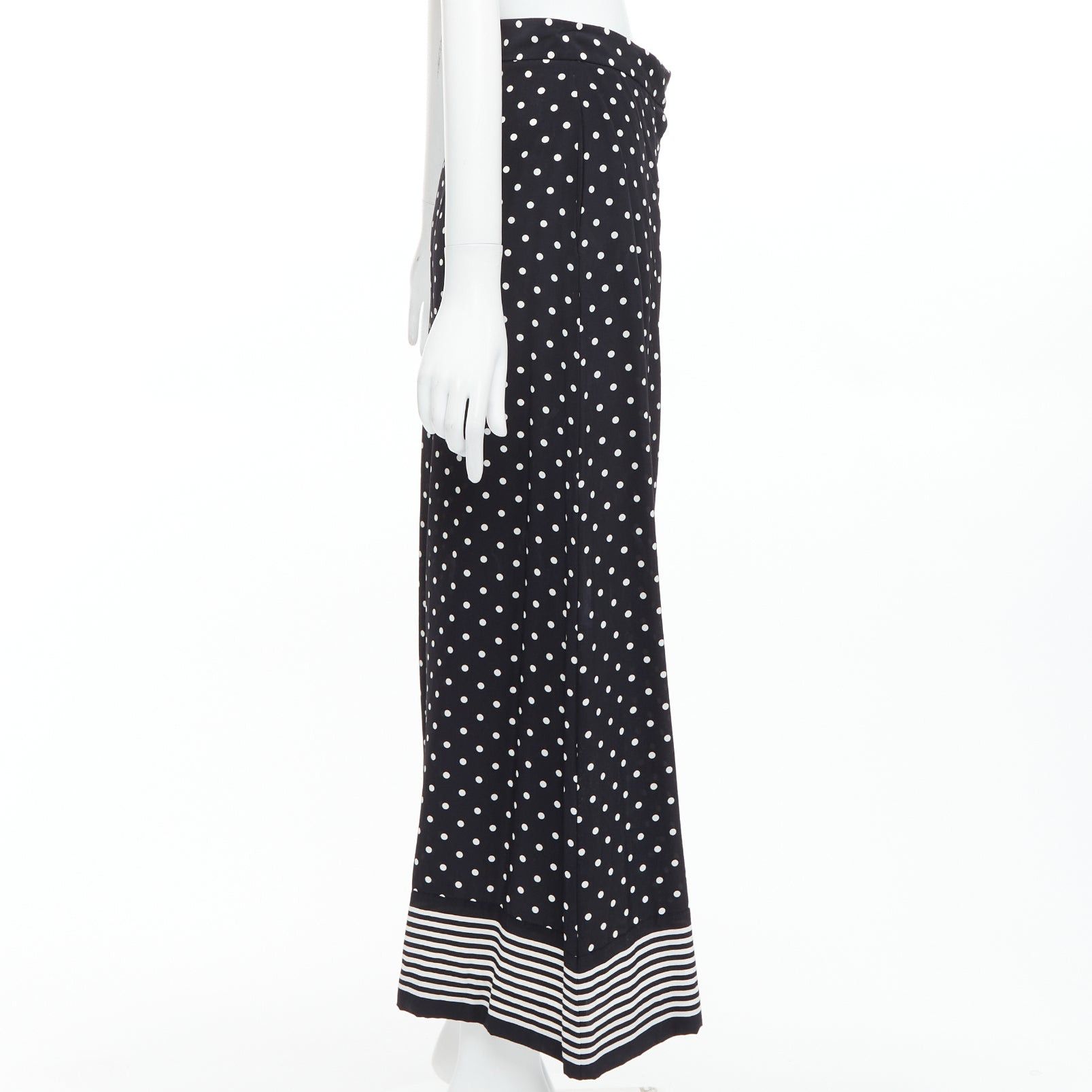 Stella McCartney STELLA MCCARTNEY 2016 black white 100% silk polka dot striped pants IT36 XXS Size 25" / US 0 / IT 36 - 4 Thumbnail