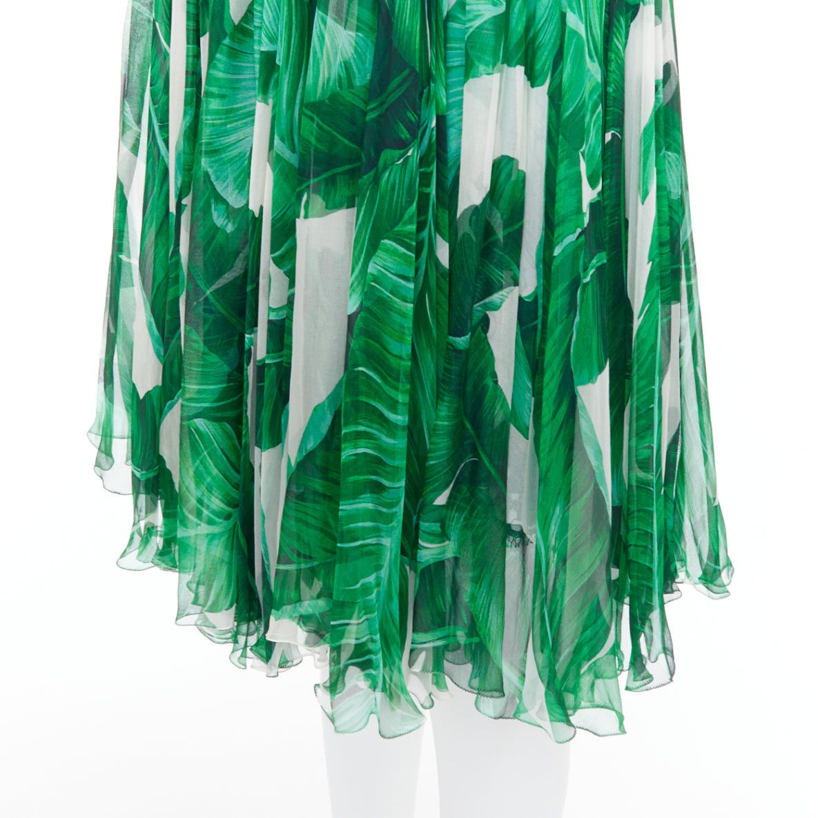 Dolce & Gabbana DOLCE GABBANA green tropical leaf print silk chiffon skirt IT36 XXS Size 25" / US 0 / IT 36 - 7 Thumbnail
