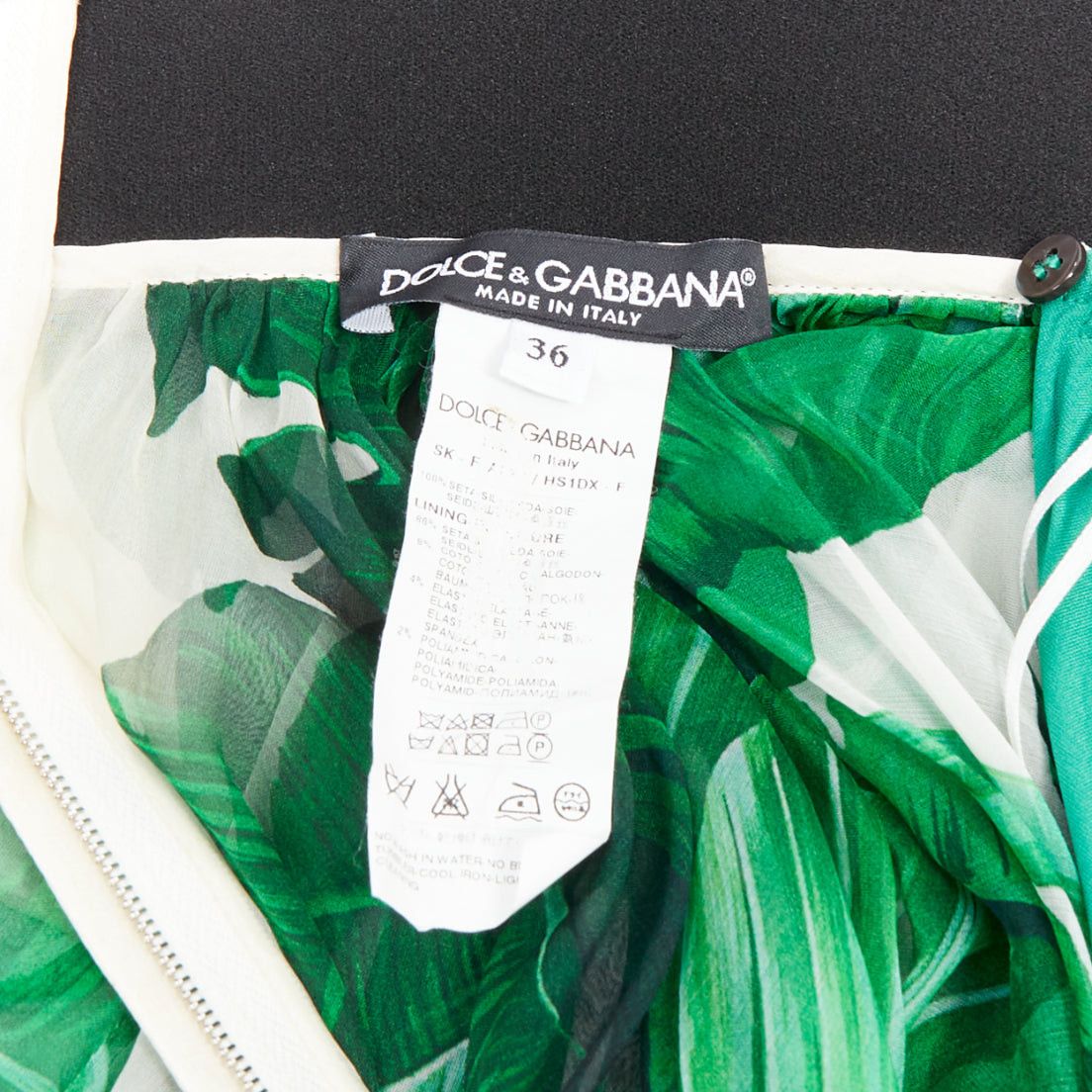 Dolce & Gabbana DOLCE GABBANA green tropical leaf print silk chiffon skirt IT36 XXS Size 25" / US 0 / IT 36 - 8 Thumbnail