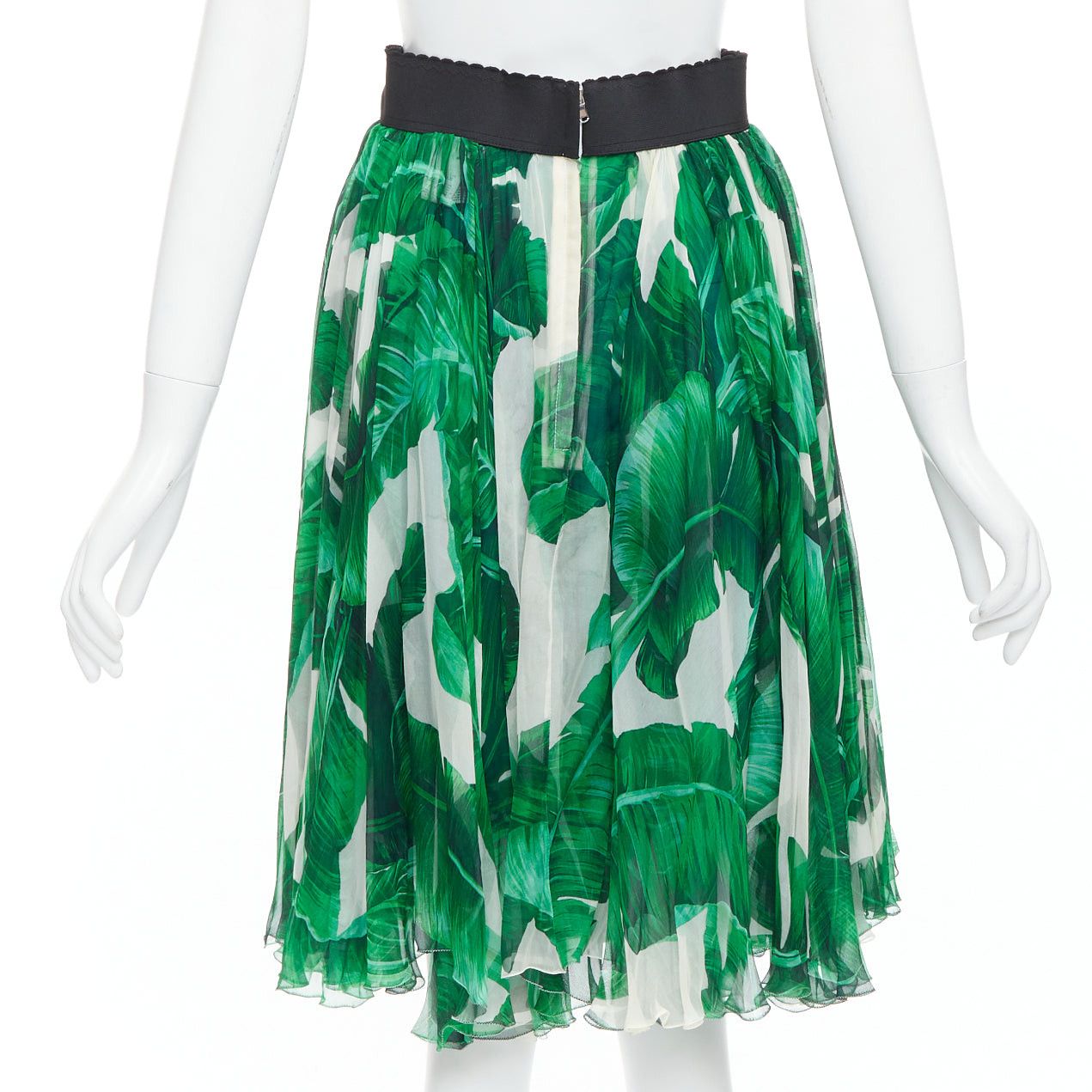 Dolce & Gabbana DOLCE GABBANA green tropical leaf print silk chiffon skirt IT36 XXS Size 25" / US 0 / IT 36 - 5 Thumbnail