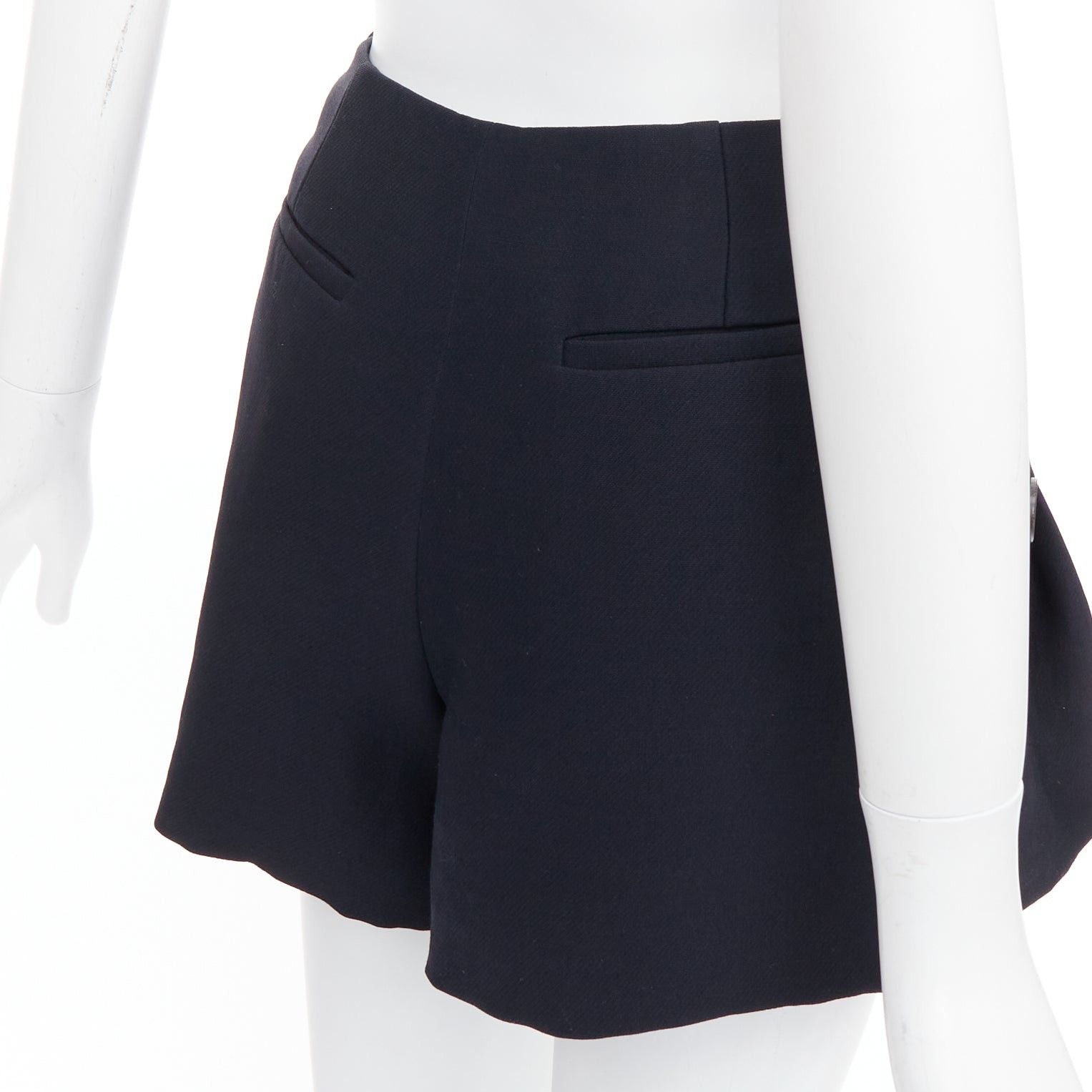 Dior CHRISTIAN DIOR black wool silk nautical pleated front skirt FR34 XXS Size 26" / US 2 / IT 38 - 7 Thumbnail