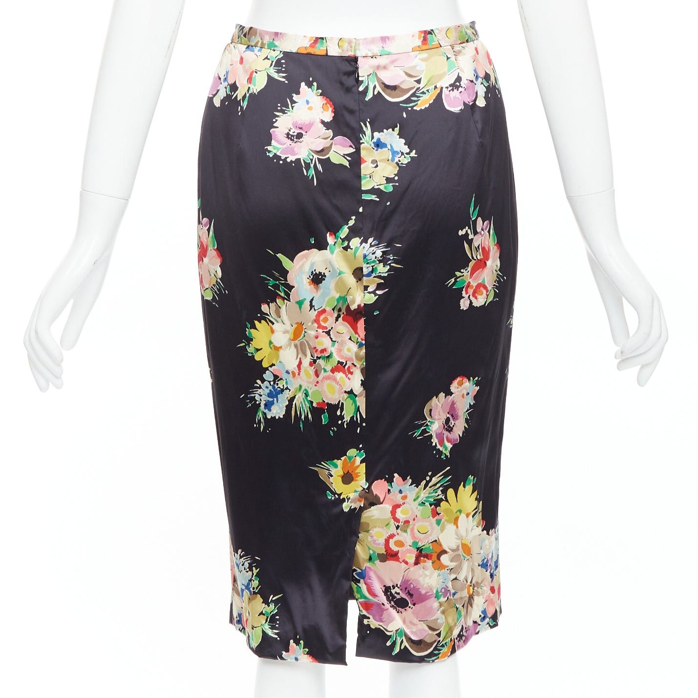 Dolce & Gabbana DOLCE GABBANA black silk blend multicolor floral print pencil skirt IT40 S Size 27" / US 4 / IT 40 - 5 Thumbnail
