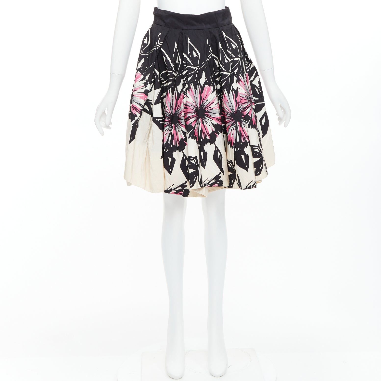 Gucci GUCCI 2007 100% silk black cream abstract floral flared bubble skirt IT40 M Size 27" / US 4 / IT 40 - 9 Thumbnail