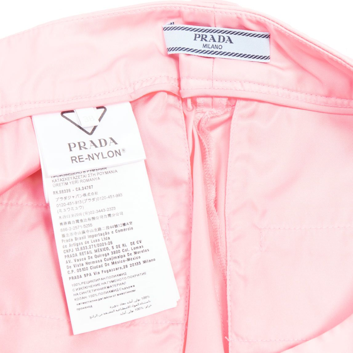 Prada PRADA 2021 Re-Nylon pink triangle logo mini pouch high waist shorts IT38 XS Size 26" / US 2 / IT 38 - 8 Thumbnail