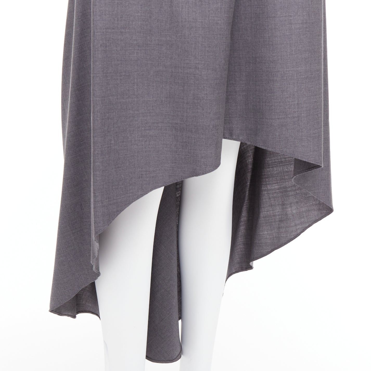 Brunello Cucinelli BRUNELLO CUCINELLI grey virgin wool drape high low skirt IT36 XXS Size 25" / US 0 / IT 36 - 7 Thumbnail