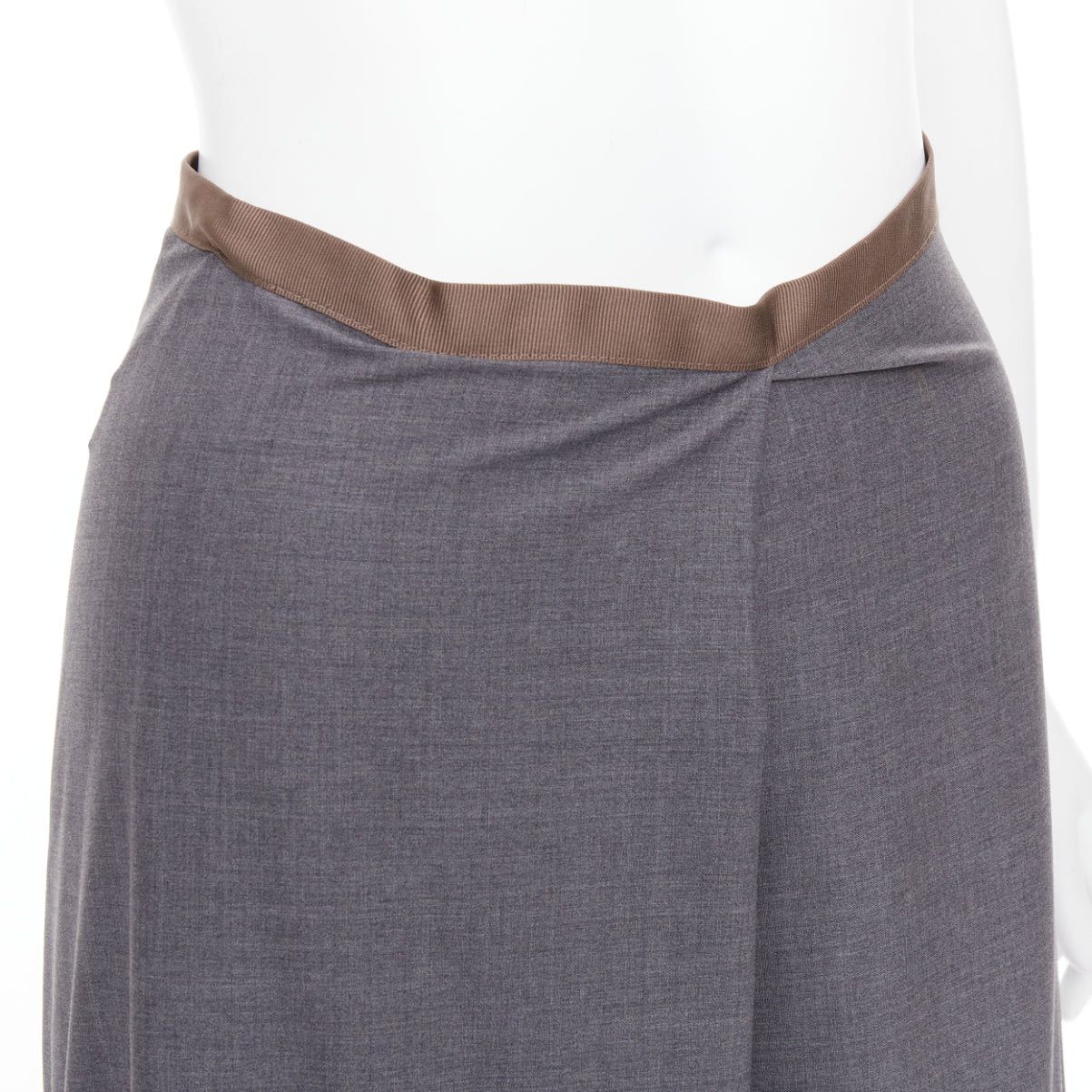 Brunello Cucinelli BRUNELLO CUCINELLI grey virgin wool drape high low skirt IT36 XXS Size 25" / US 0 / IT 36 - 2 Thumbnail