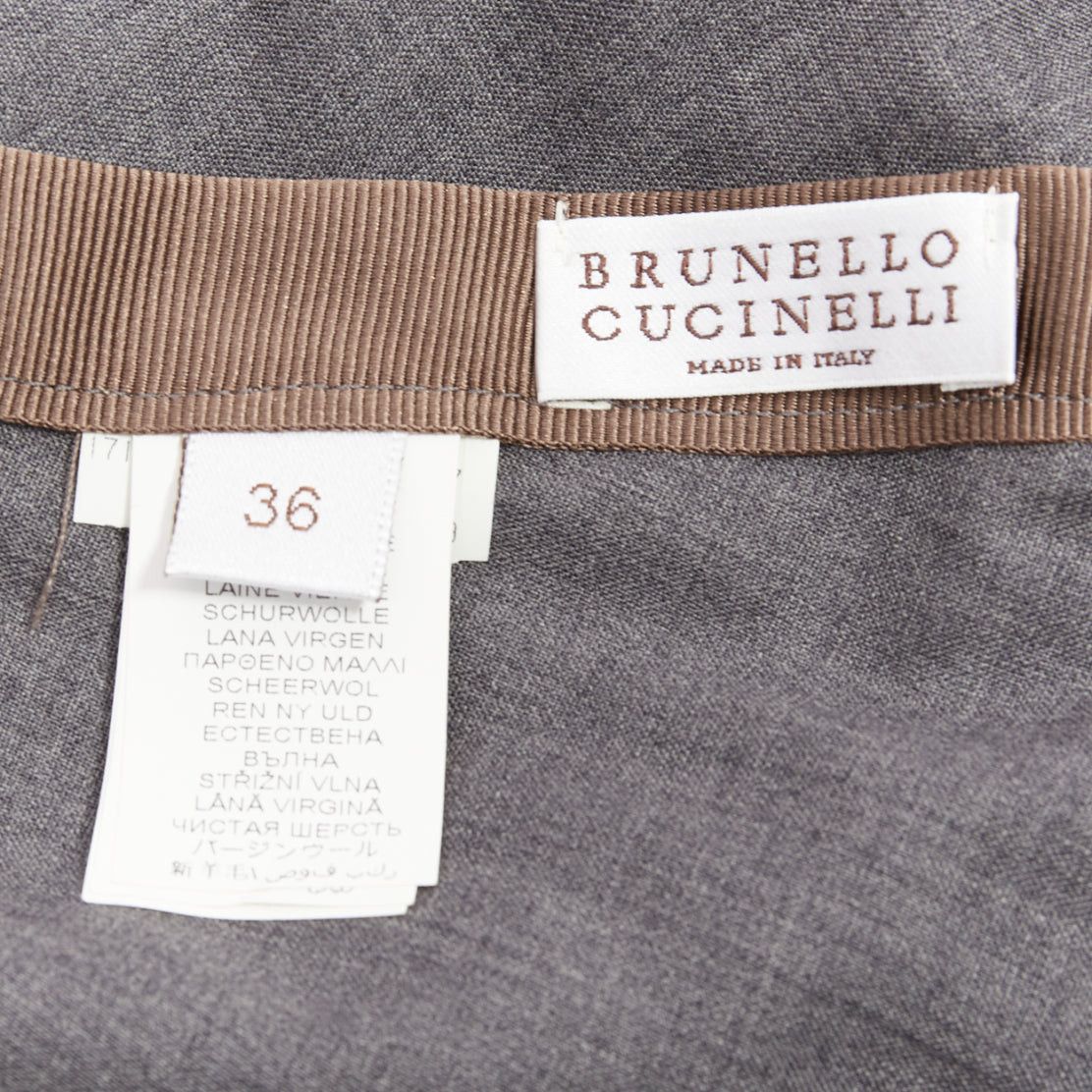Brunello Cucinelli BRUNELLO CUCINELLI grey virgin wool drape high low skirt IT36 XXS Size 25" / US 0 / IT 36 - 8 Thumbnail