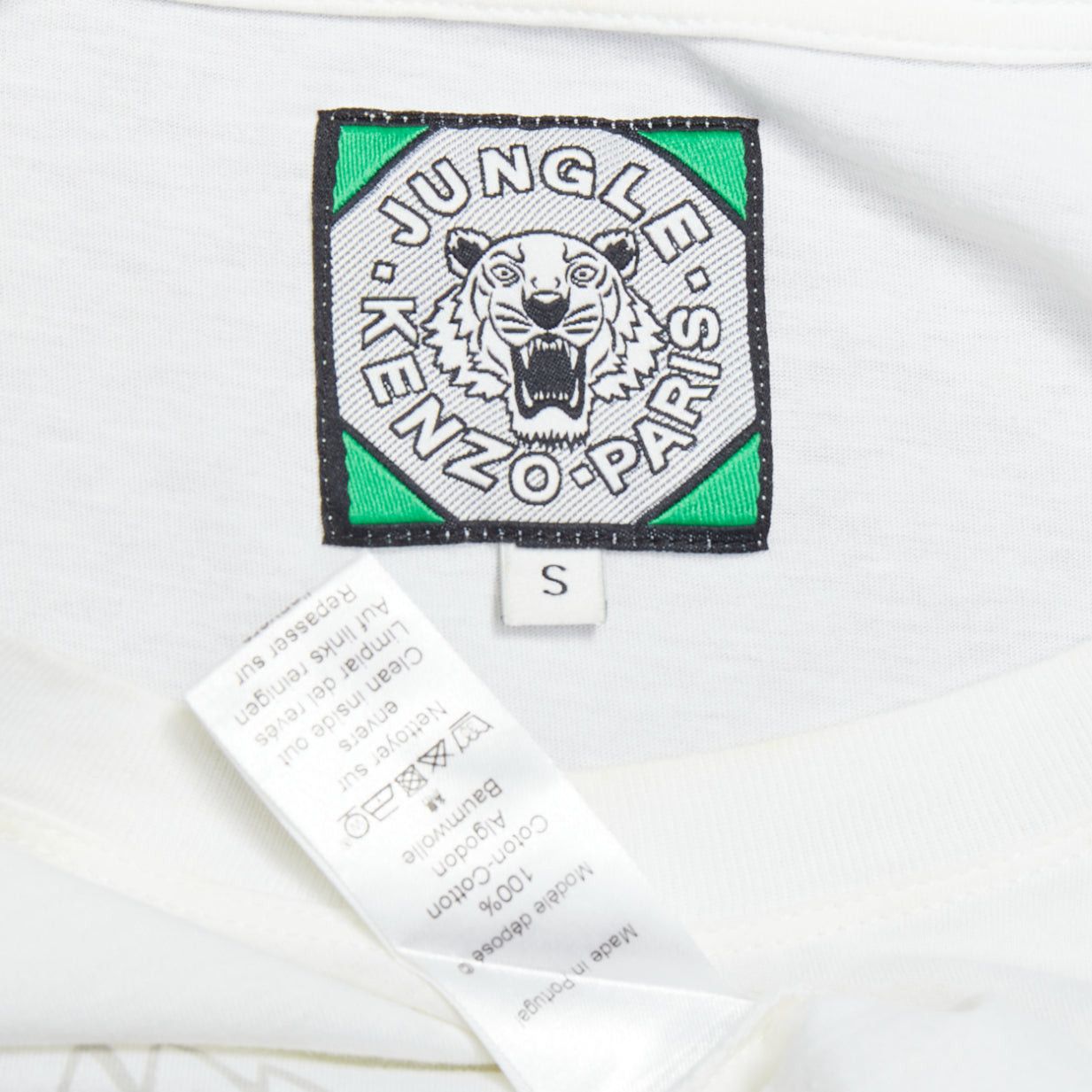 Kenzo KENZO Jungle white cotton grey tiger felt print fitted crew tshirt S Size S / US 4 / IT 40 - 8 Thumbnail