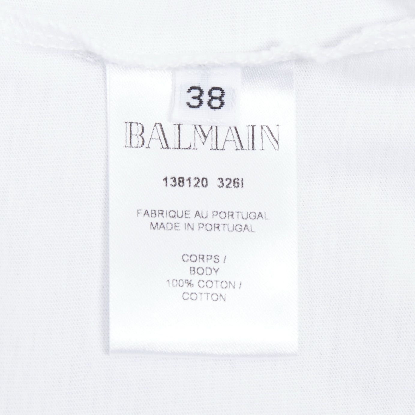 Balmain BALMAIN white metallic gold foil logo print button shoulder tshirt FR38 M Size M / US 6-8 / IT 42-44 - 8 Thumbnail