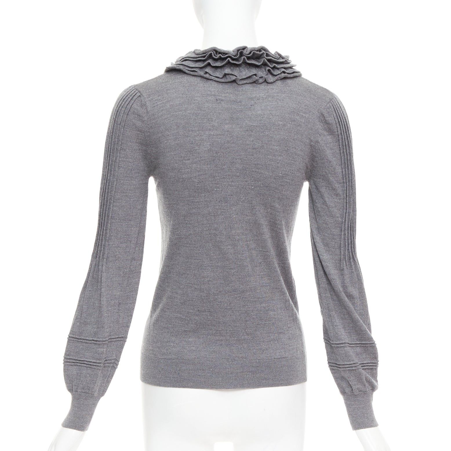 Fendi FENDI Vintage grey extrafine wool ruffle collar pleated sweater IT40 S Size S / US 4 / IT 40 - 5 Thumbnail