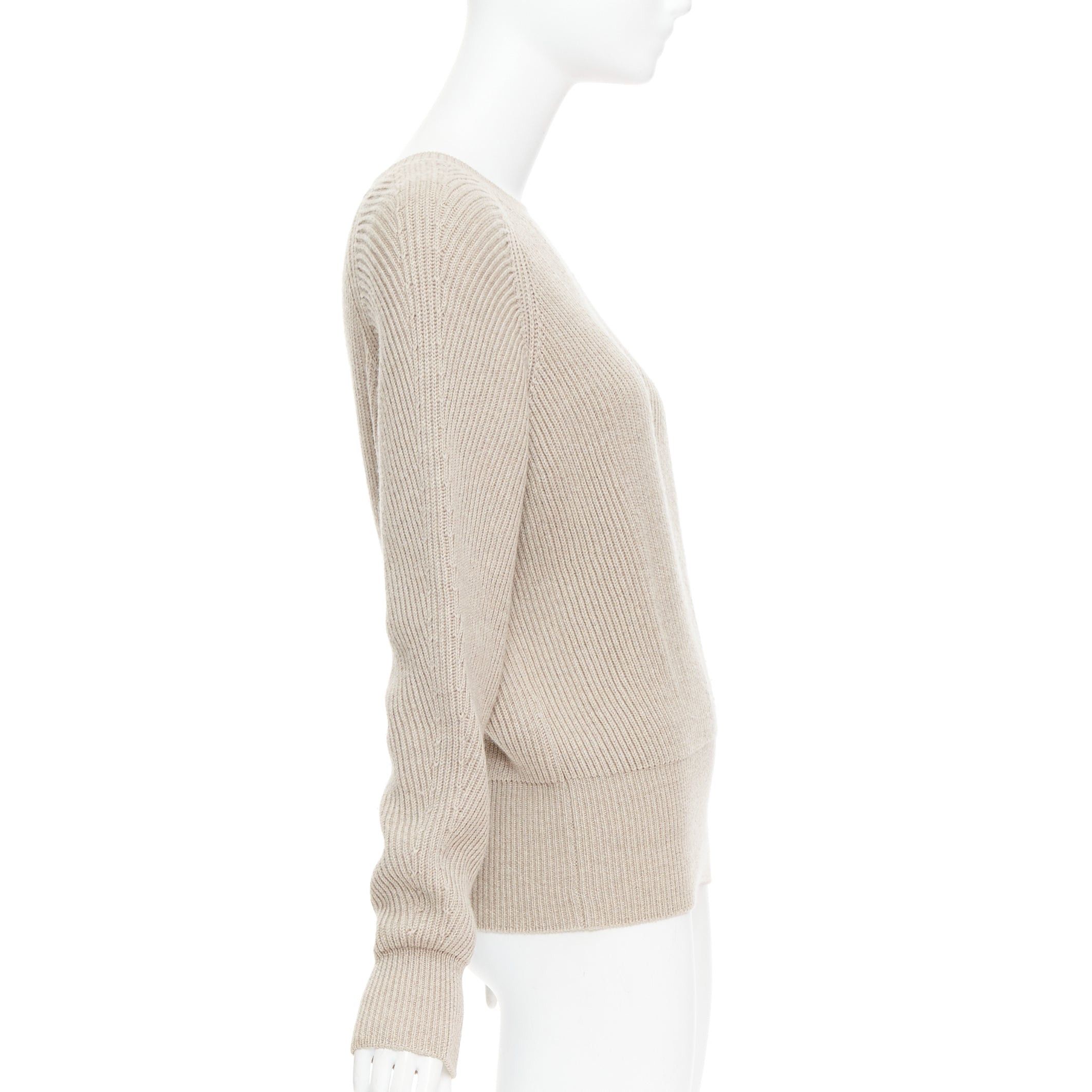Stella McCartney STELLA MCCARTNEY 2015 taupe virgin wool contour ribbed knit sweater IT38 XS Size XS / US 0-2 / IT 36-38 - 4 Thumbnail