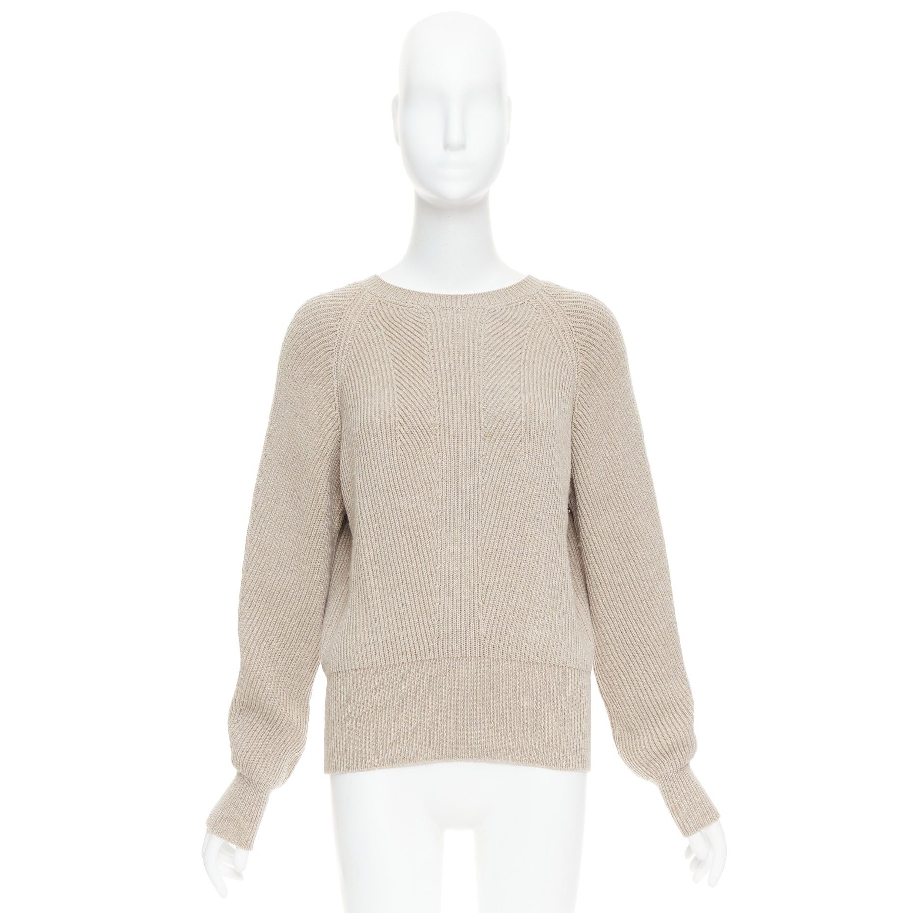 Stella McCartney STELLA MCCARTNEY 2015 taupe virgin wool contour ribbed knit sweater IT38 XS Size XS / US 0-2 / IT 36-38 - 9 Thumbnail