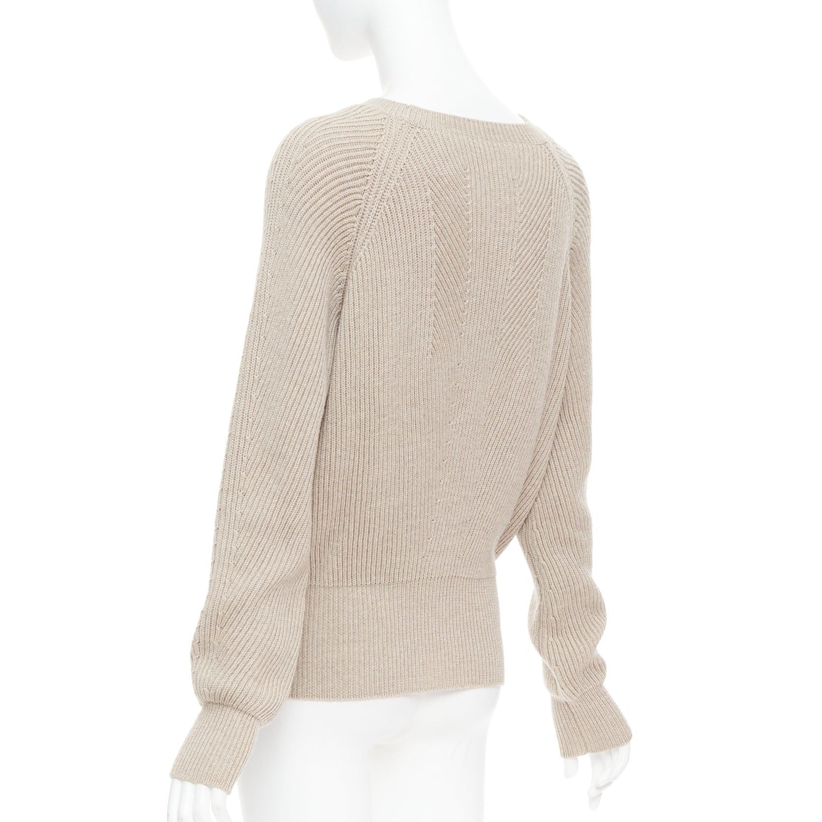 Stella McCartney STELLA MCCARTNEY 2015 taupe virgin wool contour ribbed knit sweater IT38 XS Size XS / US 0-2 / IT 36-38 - 6 Thumbnail