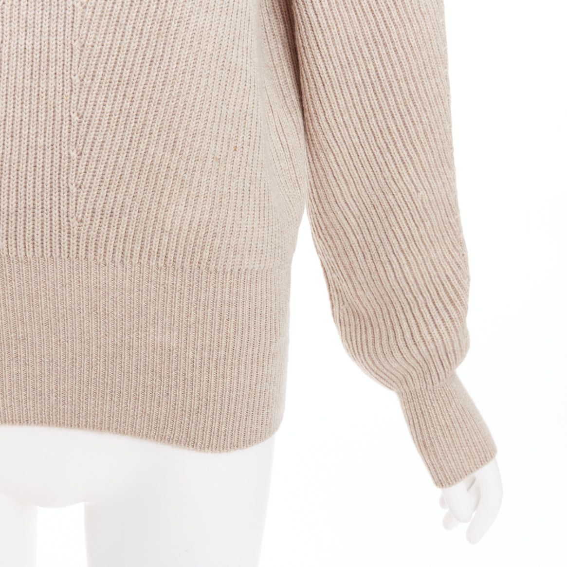Stella McCartney STELLA MCCARTNEY 2015 taupe virgin wool contour ribbed knit sweater IT38 XS Size XS / US 0-2 / IT 36-38 - 2 Thumbnail