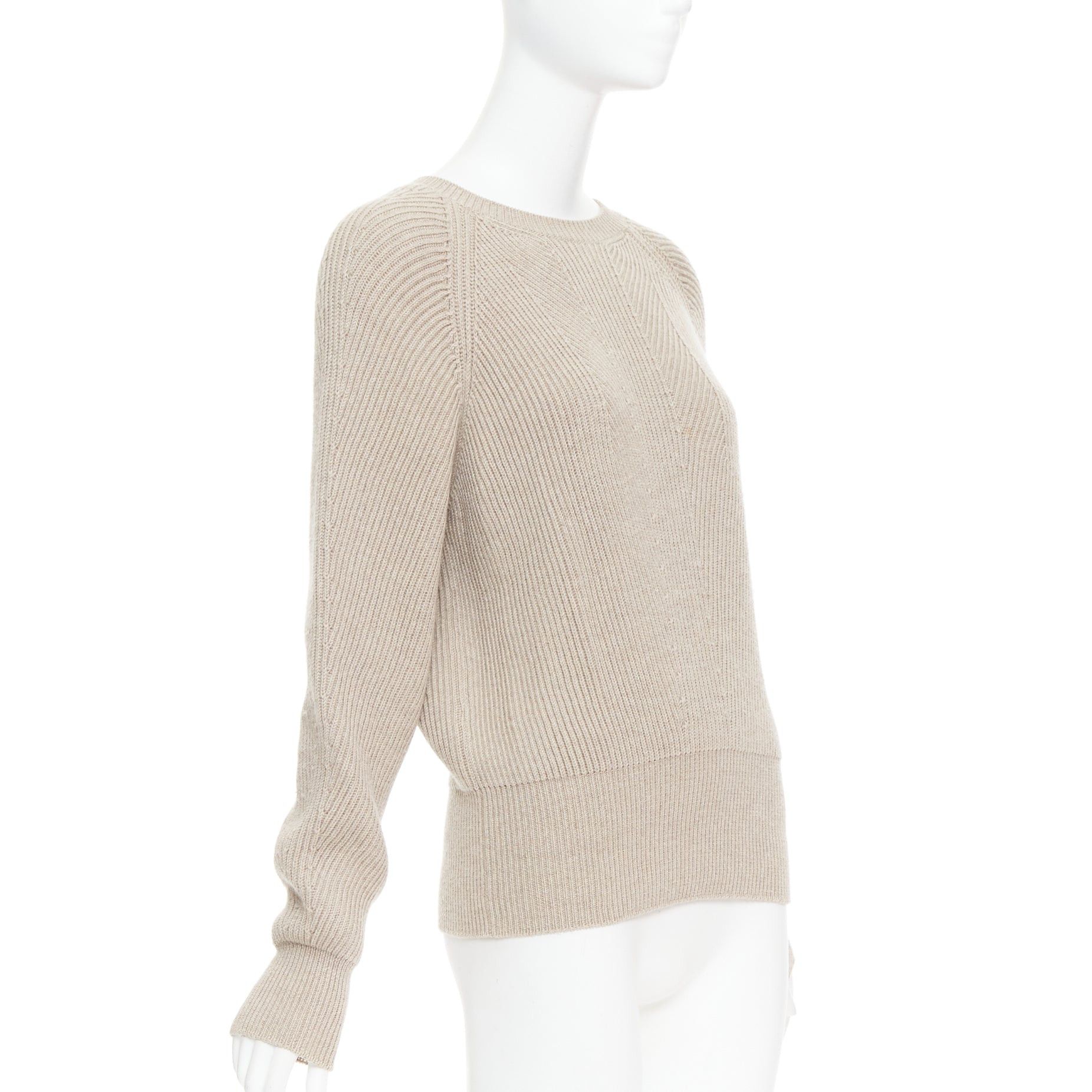 Stella McCartney STELLA MCCARTNEY 2015 taupe virgin wool contour ribbed knit sweater IT38 XS Size XS / US 0-2 / IT 36-38 - 3 Thumbnail