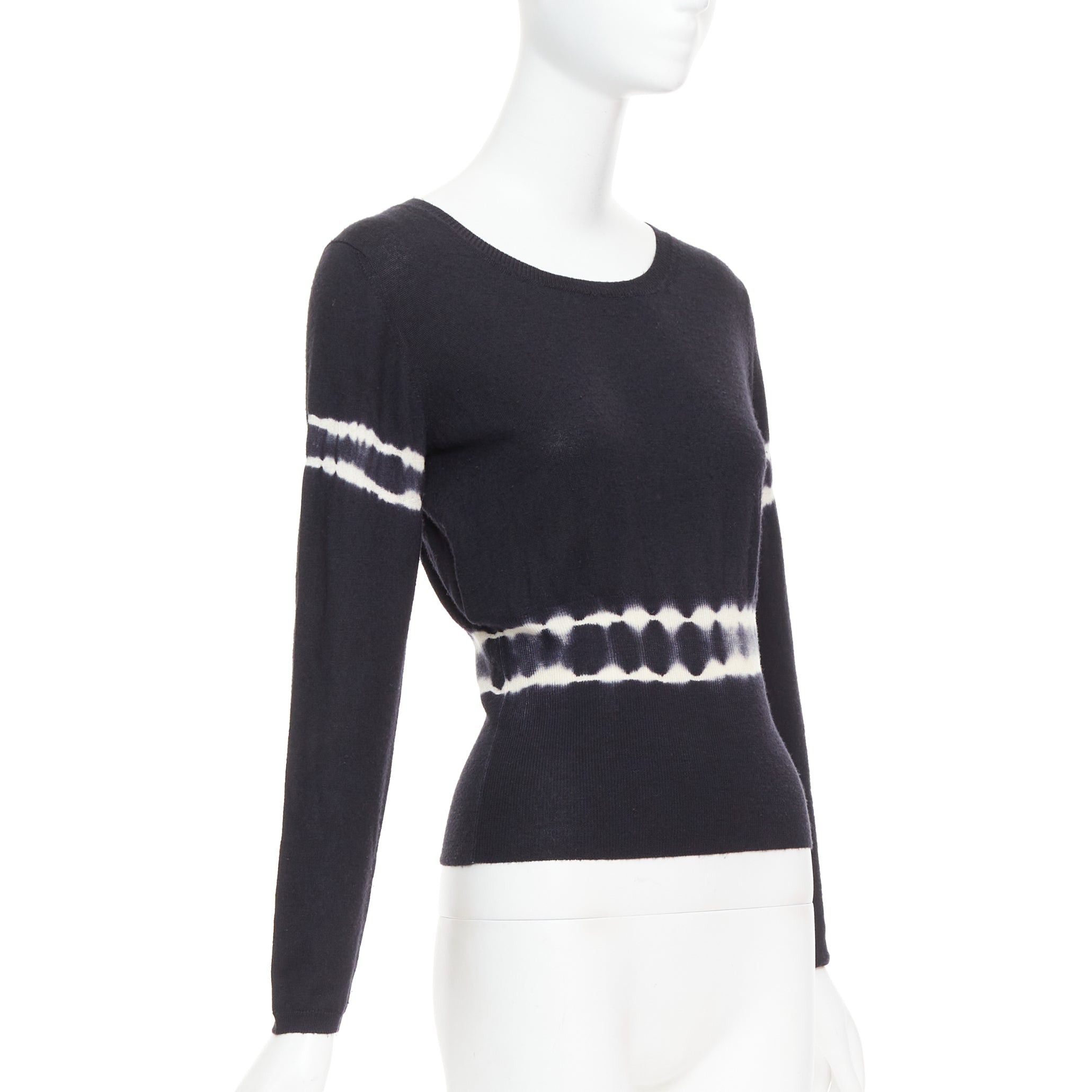 Miu Miu MIU MIU 2013 black cashmere silk tie dye cinched waist pullover sweater IT40 S Size S / US 4 / IT 40 - 3 Thumbnail