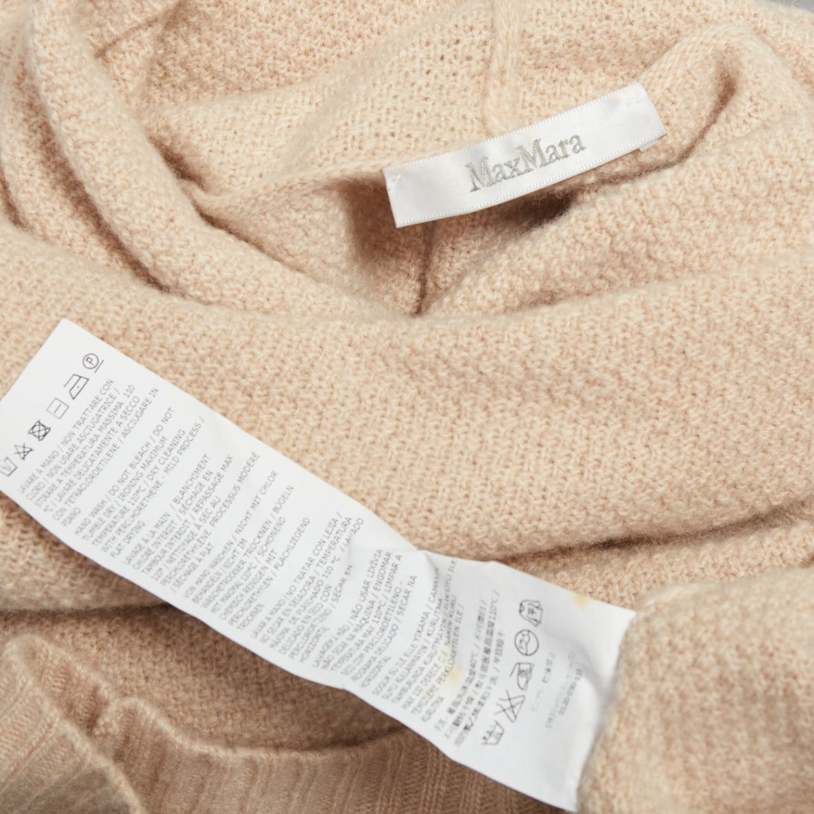 Max Mara MAX MARA beige virgin wool cashmere cable knit sleeve sweater S Size S / US 4 / IT 40 - 8 Thumbnail