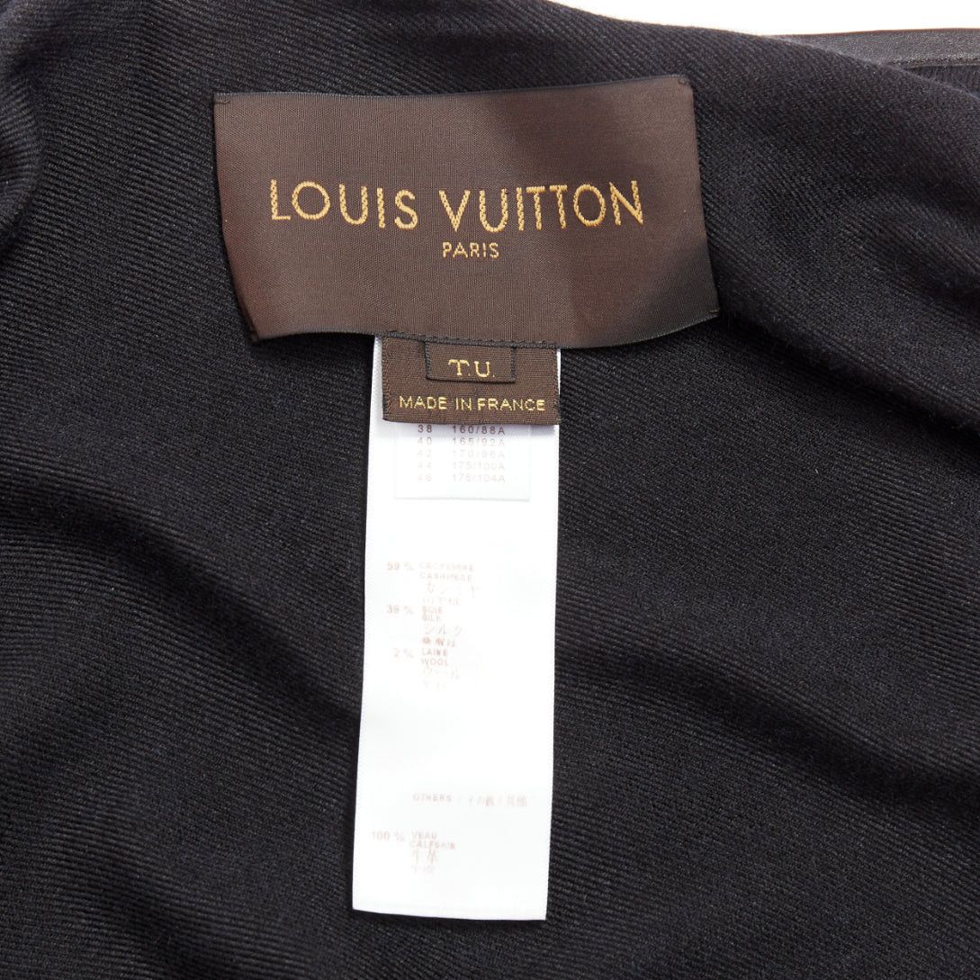 Louis Vuitton LOUIS VUITTON blue cashmere blend black leather tassel LV logo poncho Size ONE SIZE - 8 Thumbnail