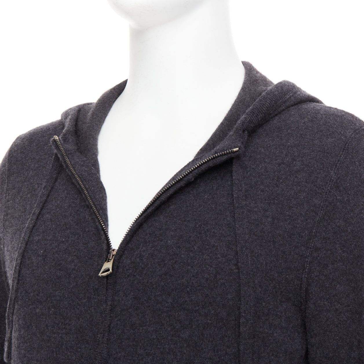 Dolce & Gabbana DOLCE GABBANA 100% cashmere grey silver logo zip hoodie IT48 M Size US M / EU 48-50 / 2 - 2 Thumbnail