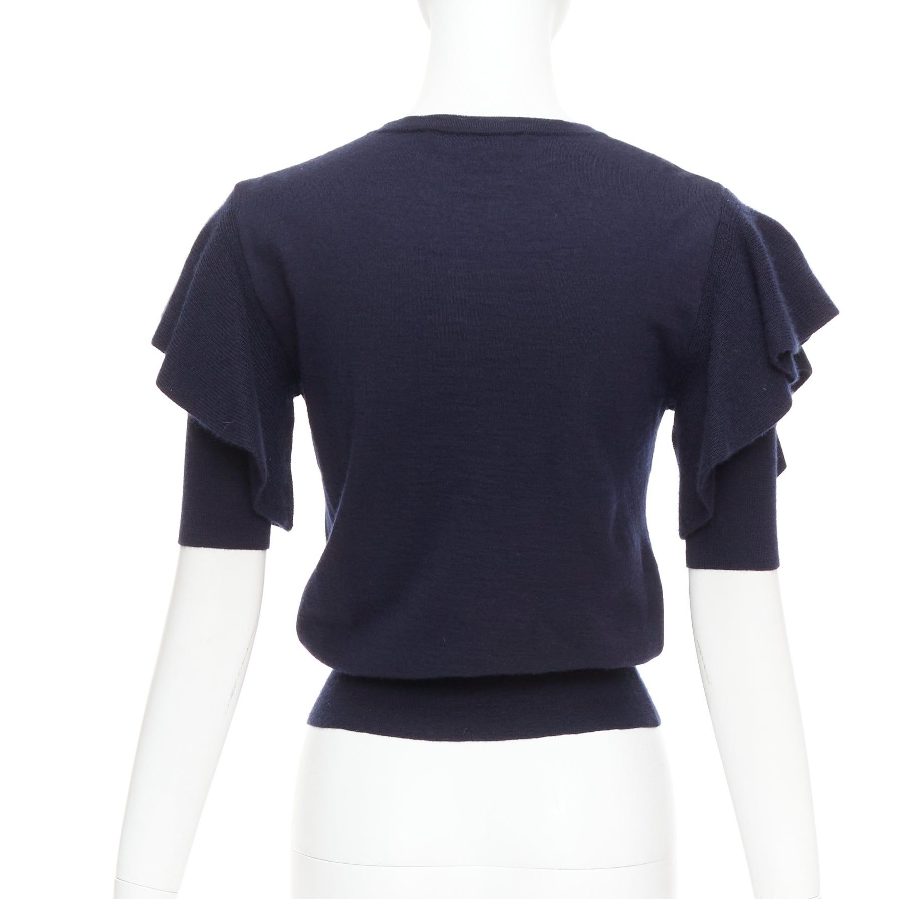 Viktor & Rolf VIKTOR & ROLF navy cashmere silk ruffle sleeves cardigan sweater S Size S / US 4 / IT 40 - 7 Thumbnail